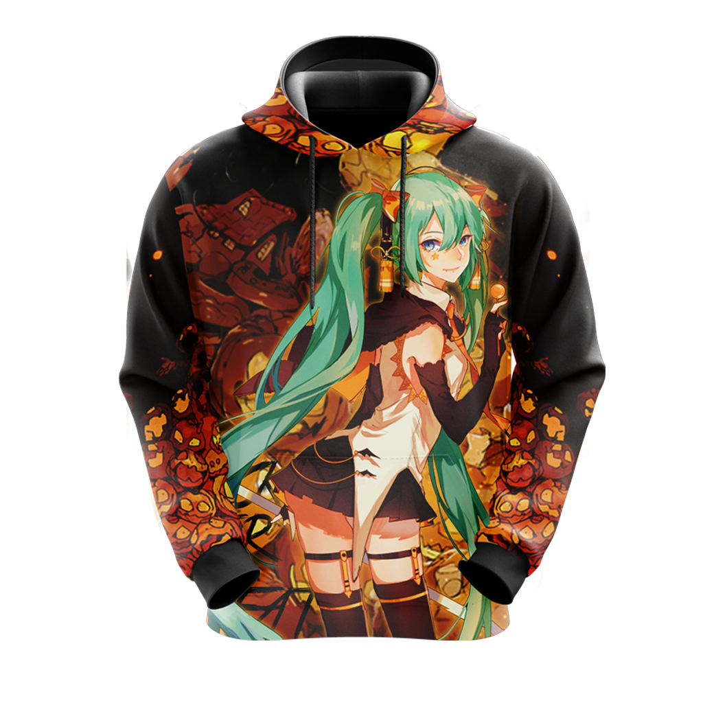 Hatsune Miku Halloween All Over Print T-shirt Zip Hoodie Pullover Hoodie
