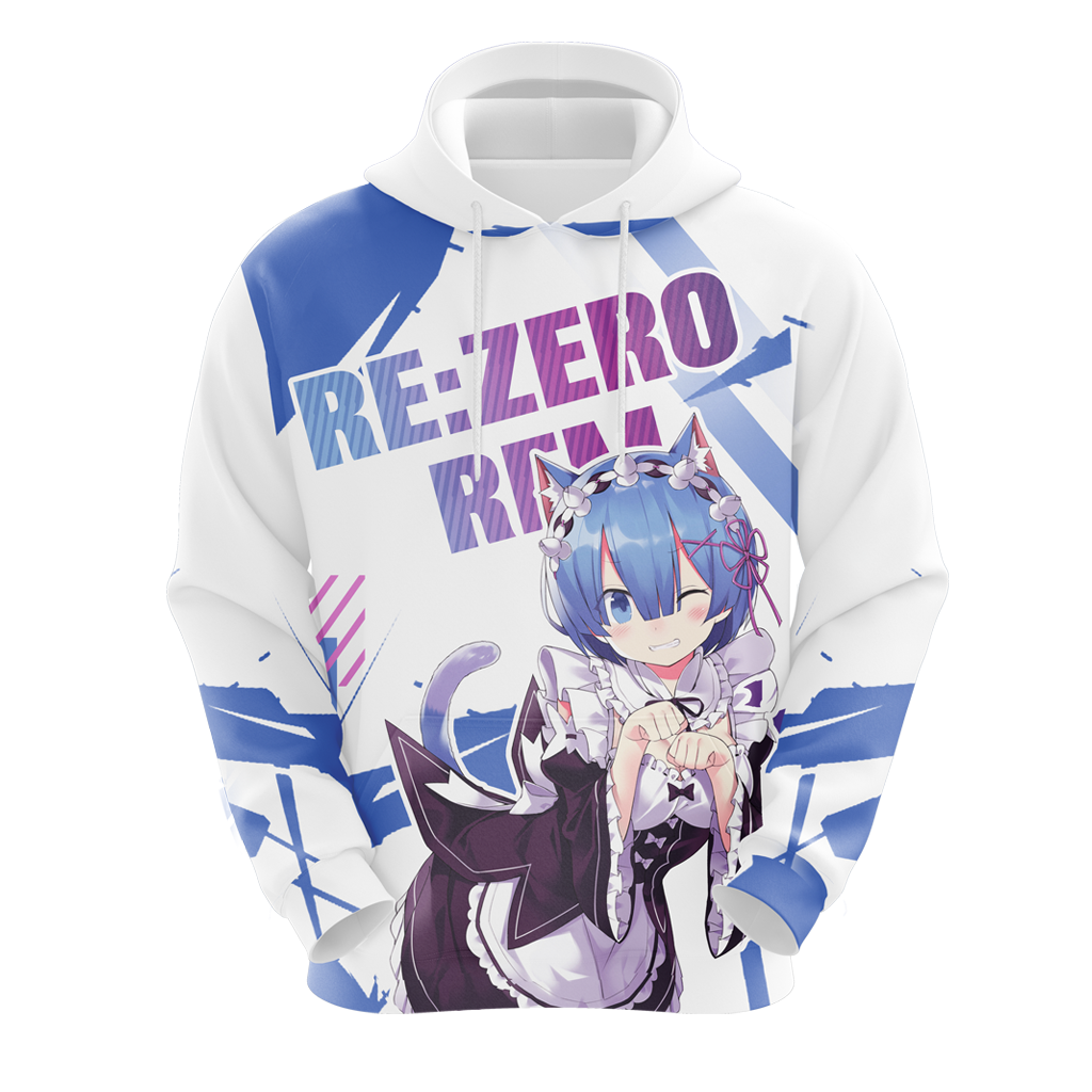Rem Re:Zero All Over Print T-shirt Zip Hoodie Pullover Hoodie