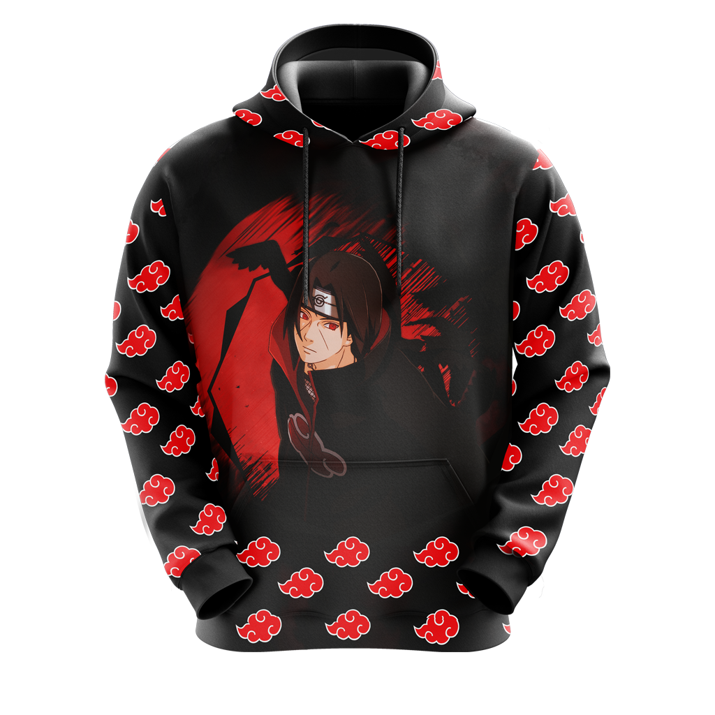 Akatsuki Itachi Naruto All Over Print T-shirt Zip Hoodie Pullover Hoodie