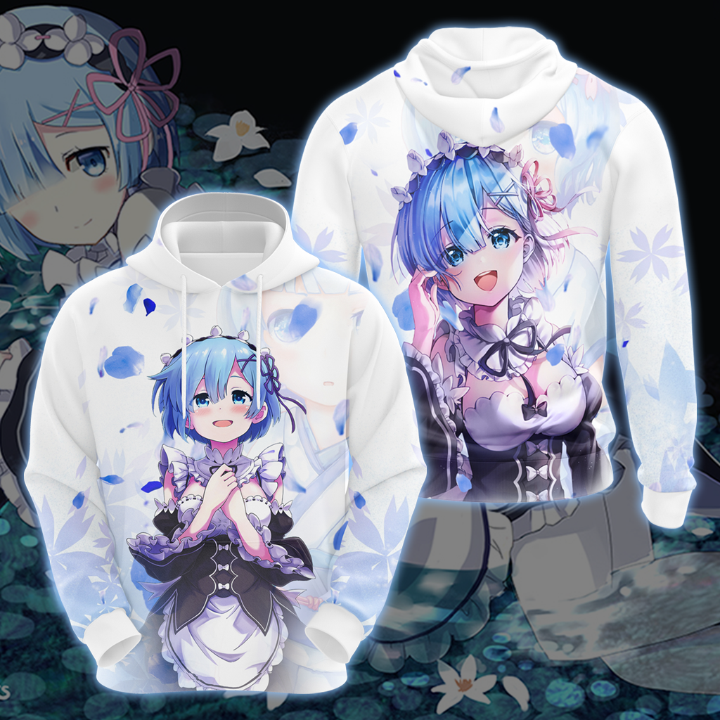 Rem Re:Zero All Over Print T-shirt Zip Hoodie Pullover Hoodie Hoodie S