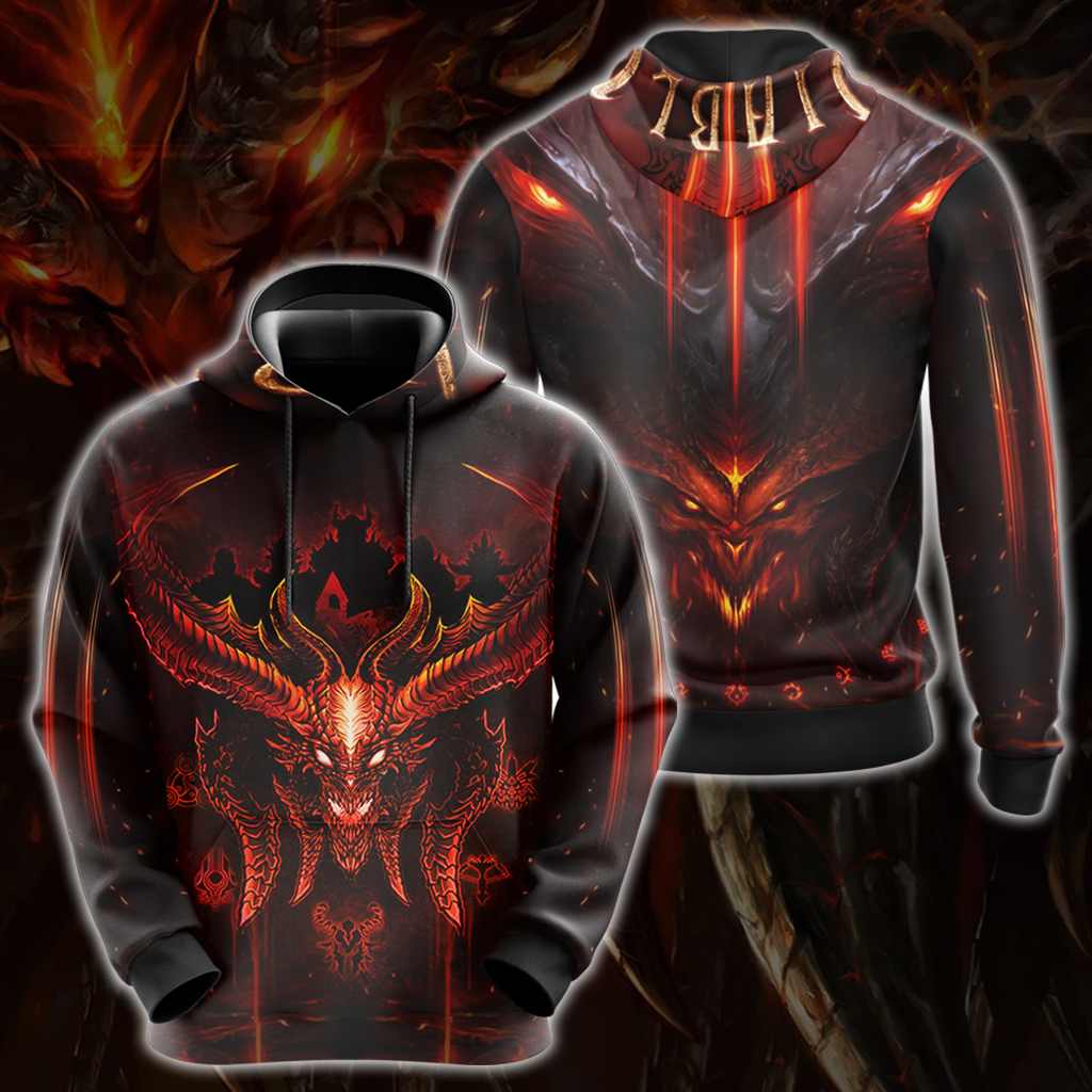 Diablo Video Game All Over Print T-shirt Tank Top Zip Hoodie Pullover Hoodie Hoodie S