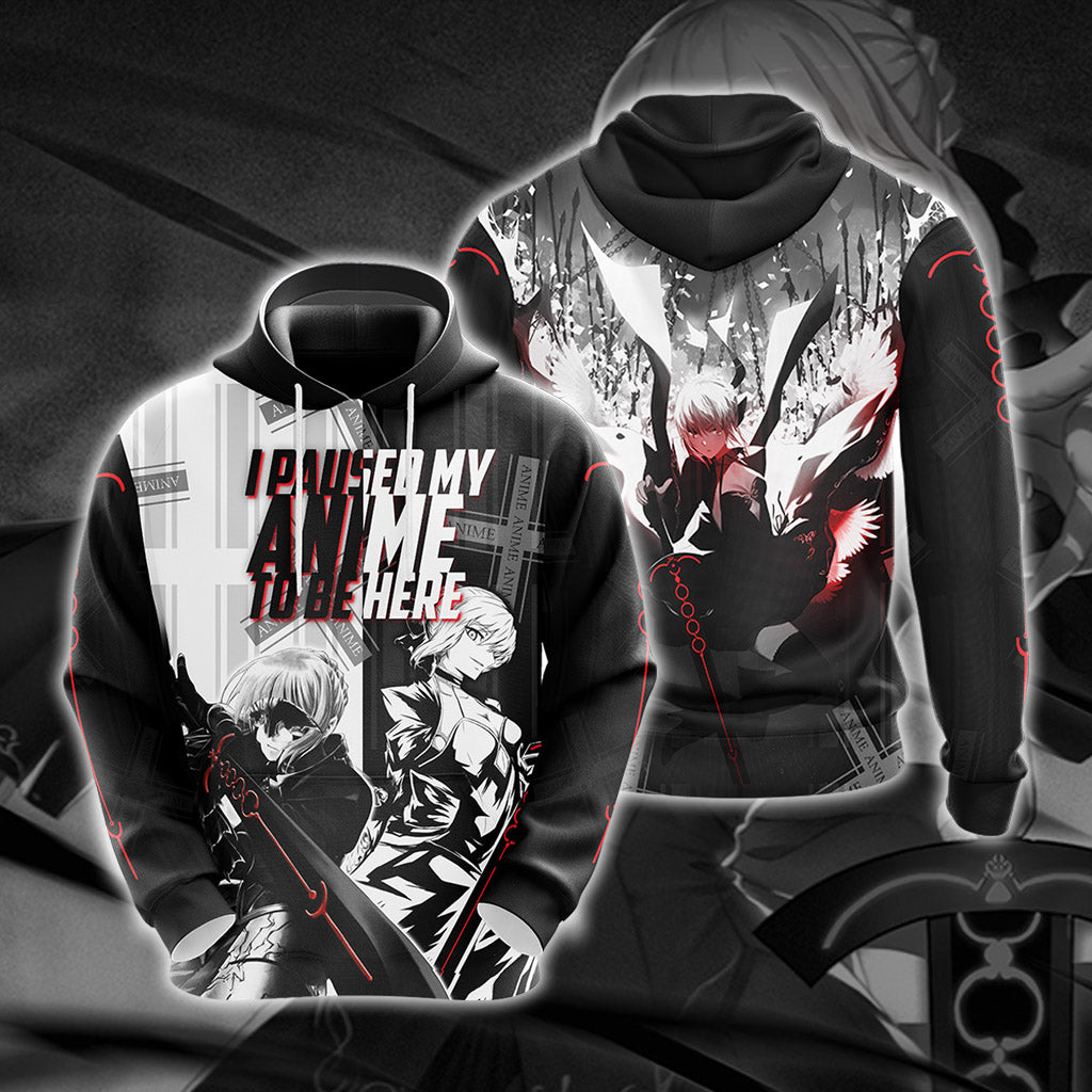 I paused my anime to be here T-shirt Zip Hoodie Pullover Hoodie Hoodie S