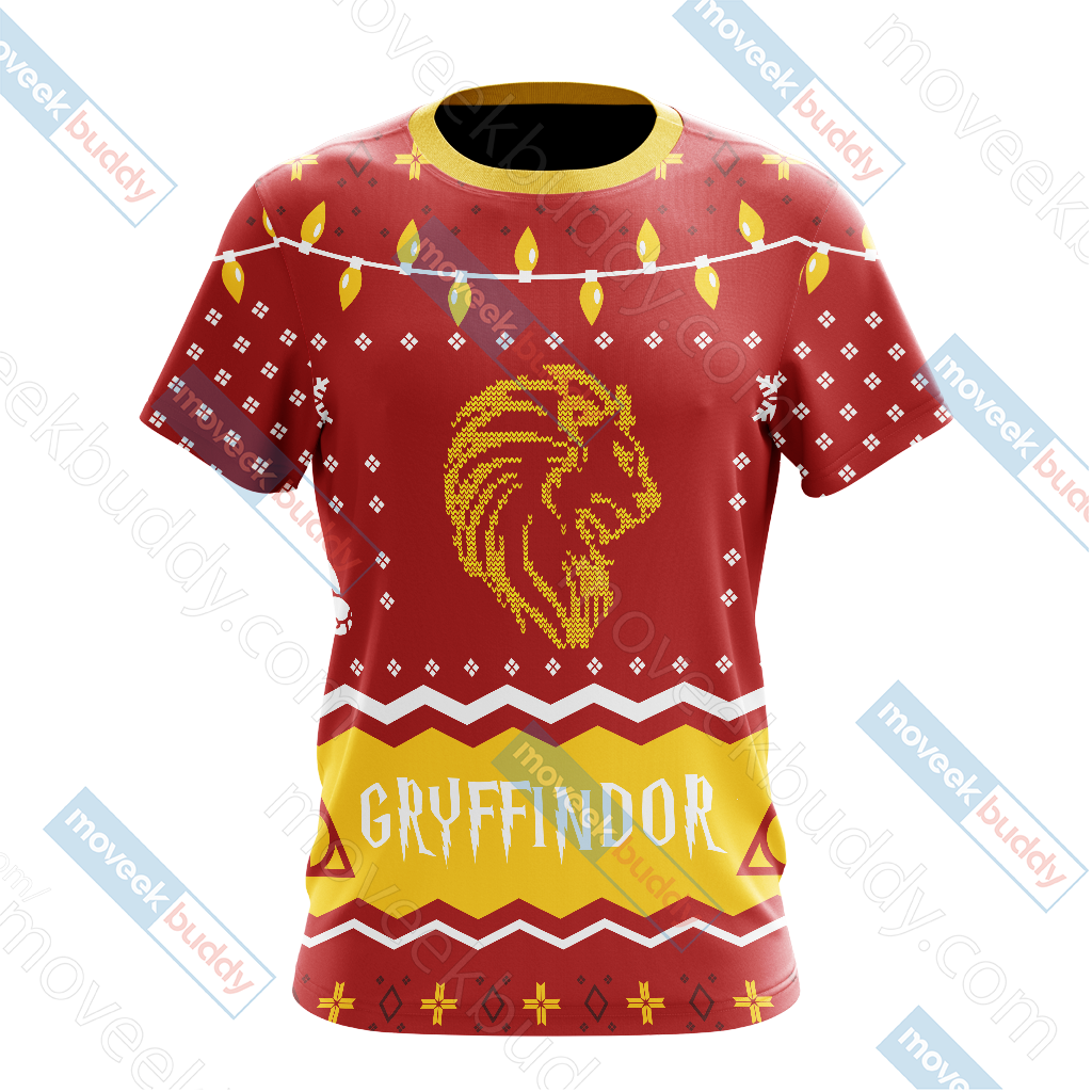 Harry Potter - Gryffindor House Christmas Style Unisex 3D T-shirt