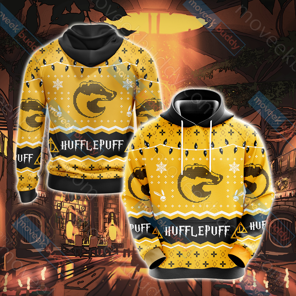 Harry Potter - Hufflepuff House Christmas Style Unisex 3D T-shirt Hoodie S