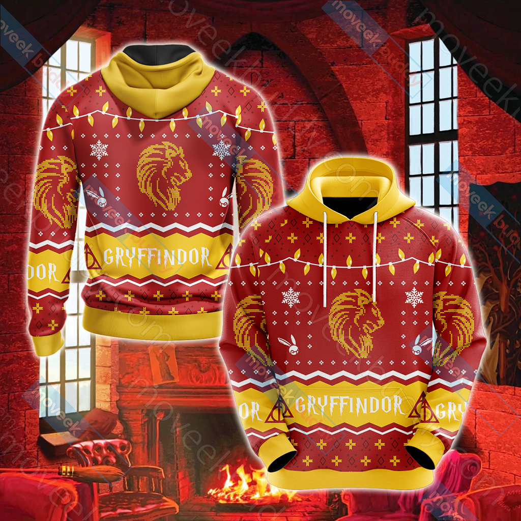 Harry Potter - Gryffindor House Christmas Style Unisex 3D T-shirt Hoodie S