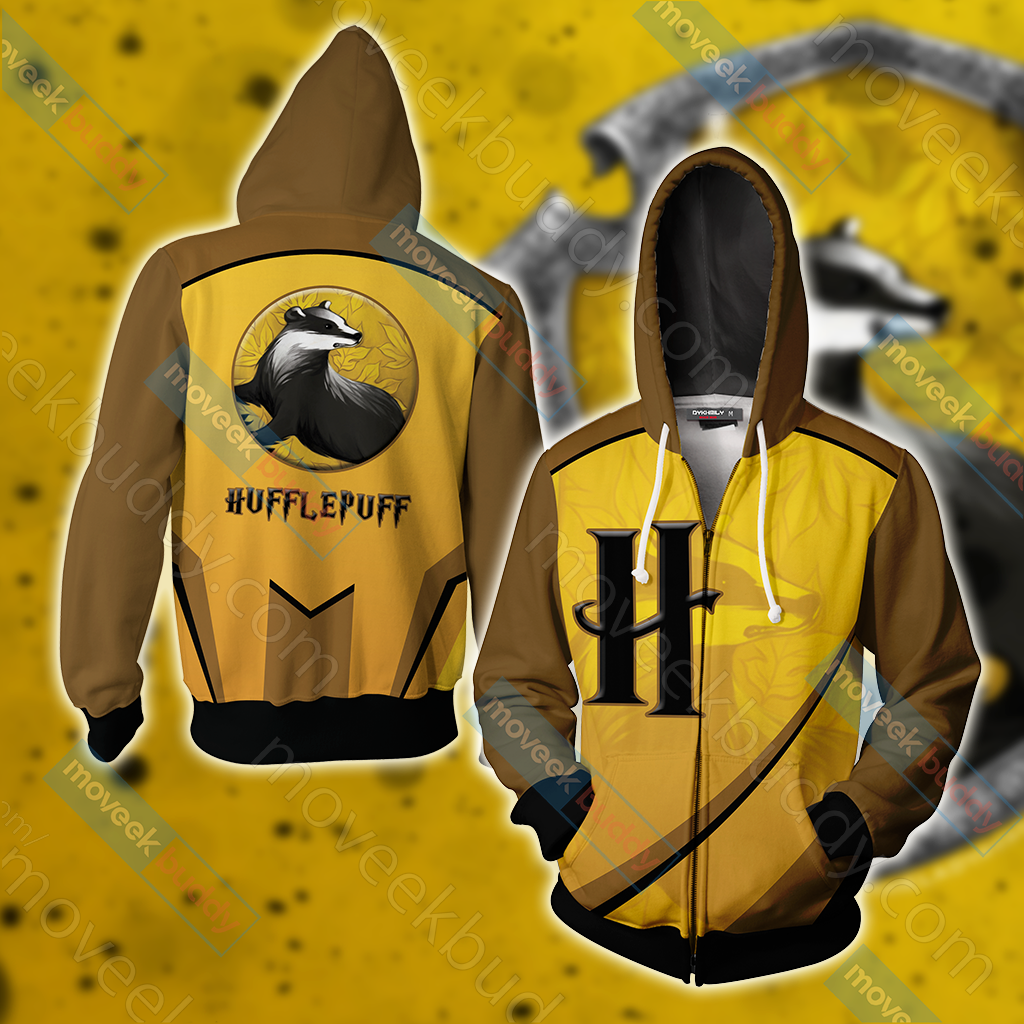 Harry Potter - Hufflepuff House Wacky Style Unisex 3D T-shirt Zip Hoodie XS