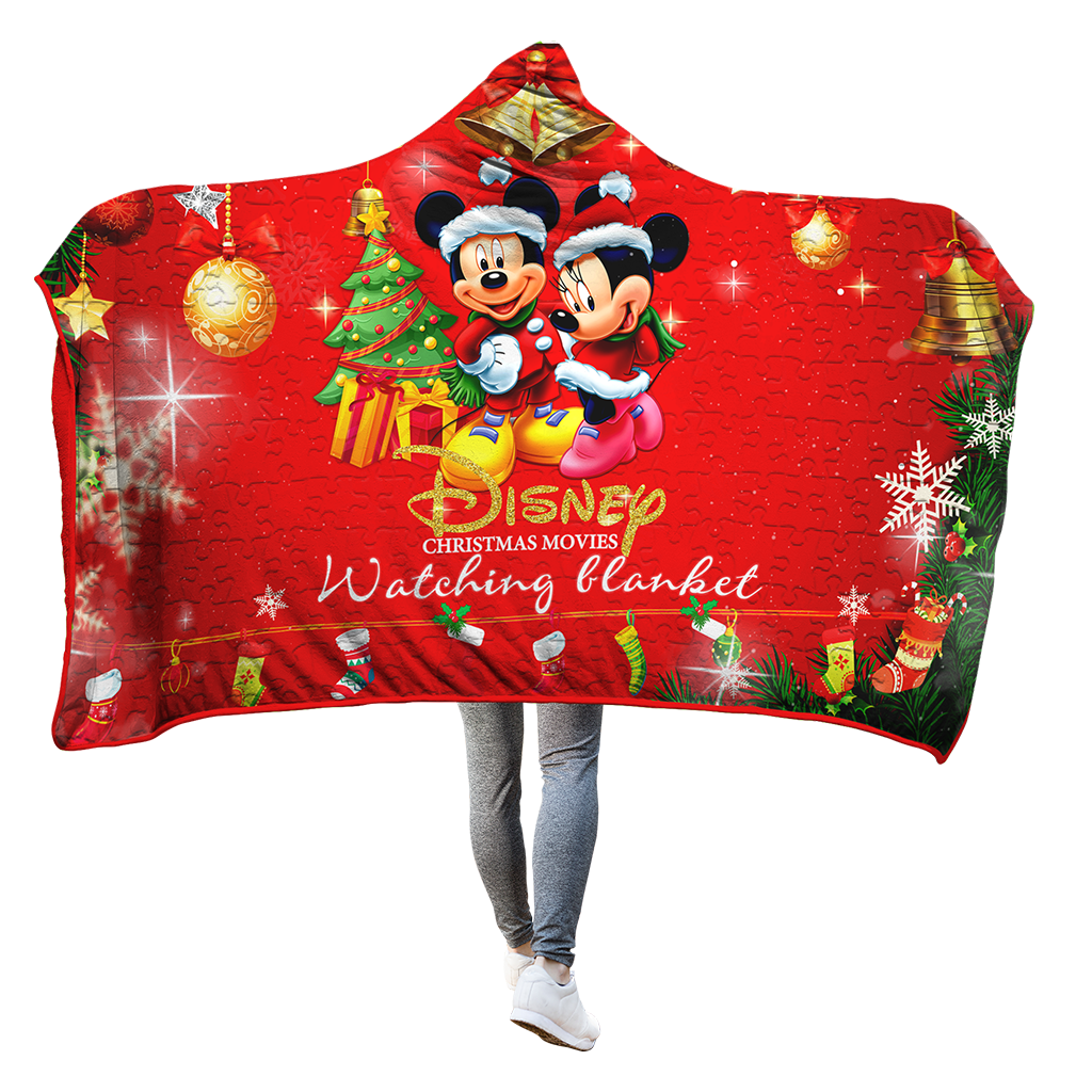 Disney Christmas Movies Watching Blanket 3D Hooded Blanket Adult 80"x60" 1