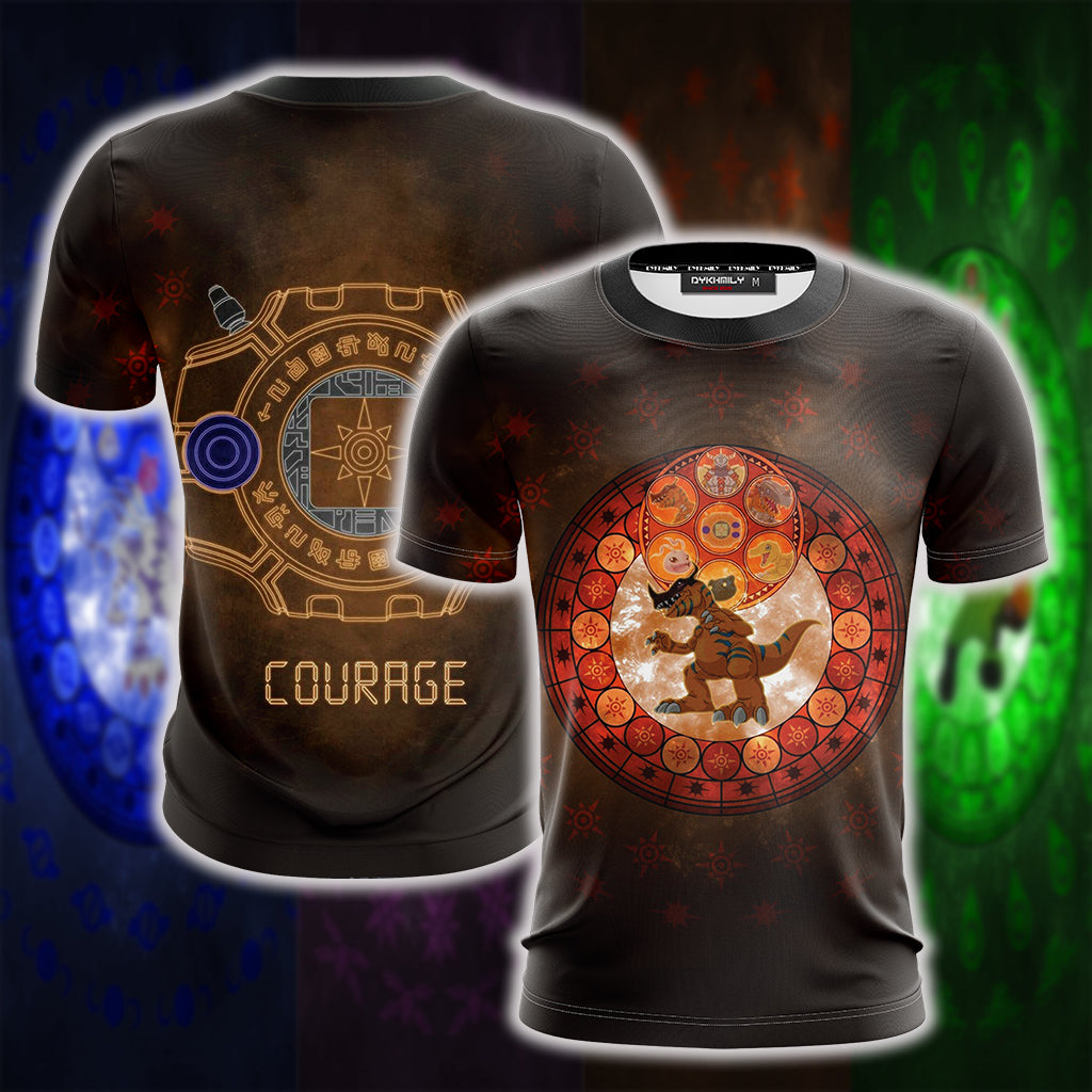 Digimon The Crest Of Courage New Unisex 3D T-shirt S