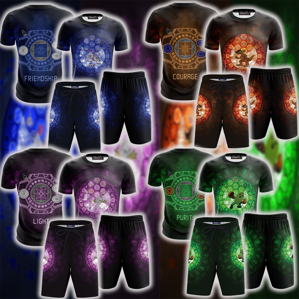 Digimon The Crest Of Light New 3D Beach Shorts