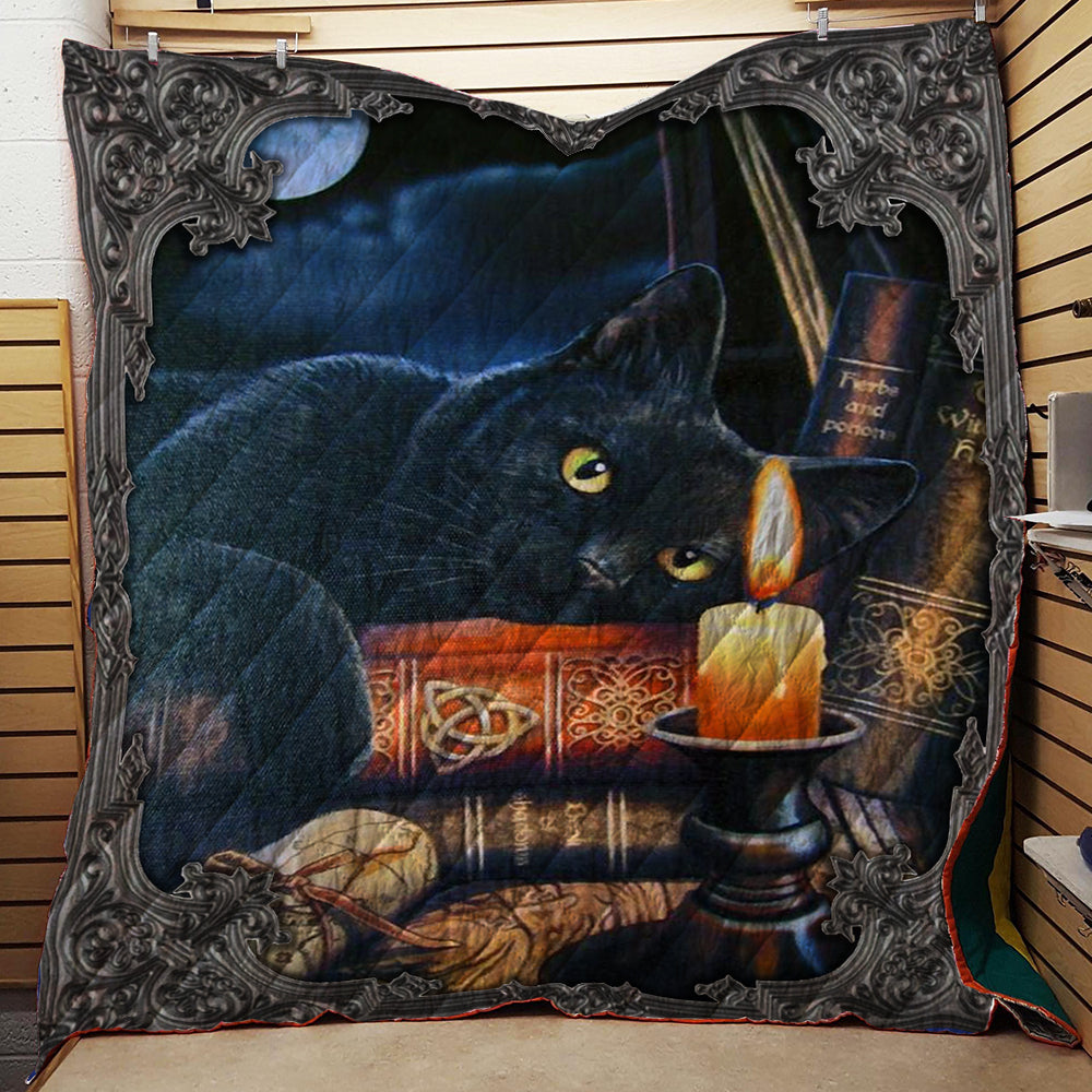 Witching Hour Black Cat Halloween 3D Quilt Blanket Twin (150x180CM)