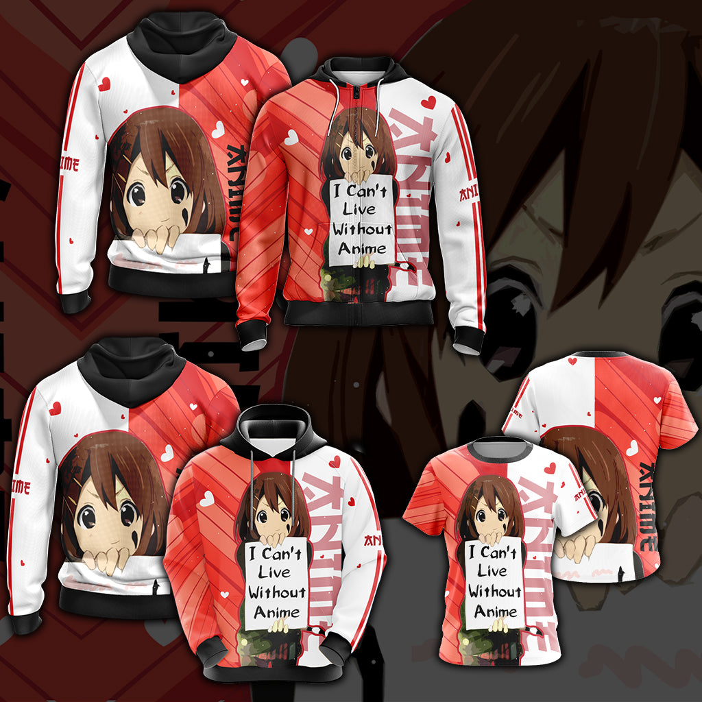 I Can't Live Without Anime Unisex 3D T-shirt Zip Hoodie