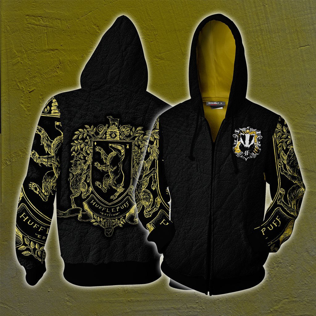 Hufflepuff Edition Harry Potter Unisex 3D T-shirt Zip Hoodie XS