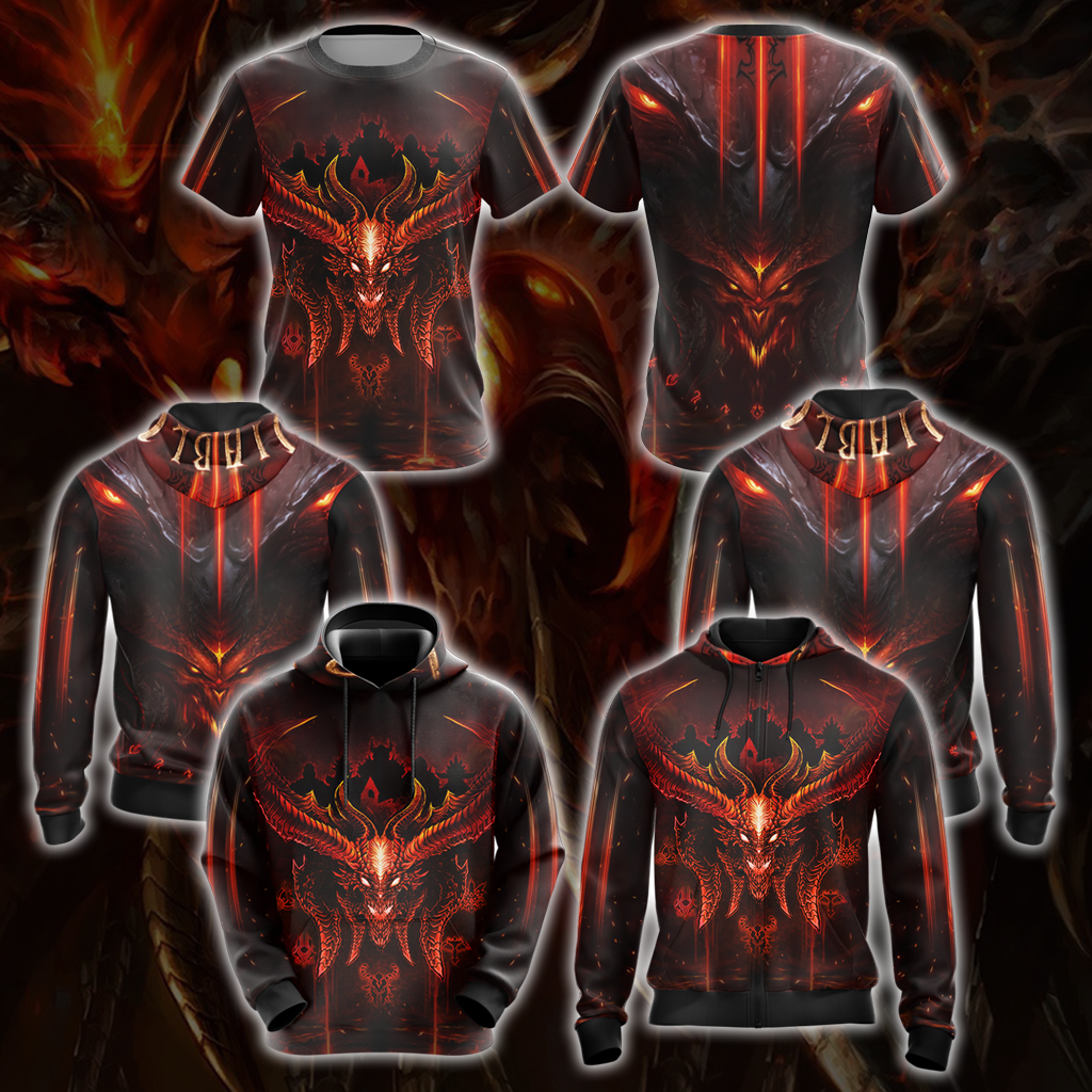 Diablo Video Game All Over Print T-shirt Tank Top Zip Hoodie Pullover Hoodie