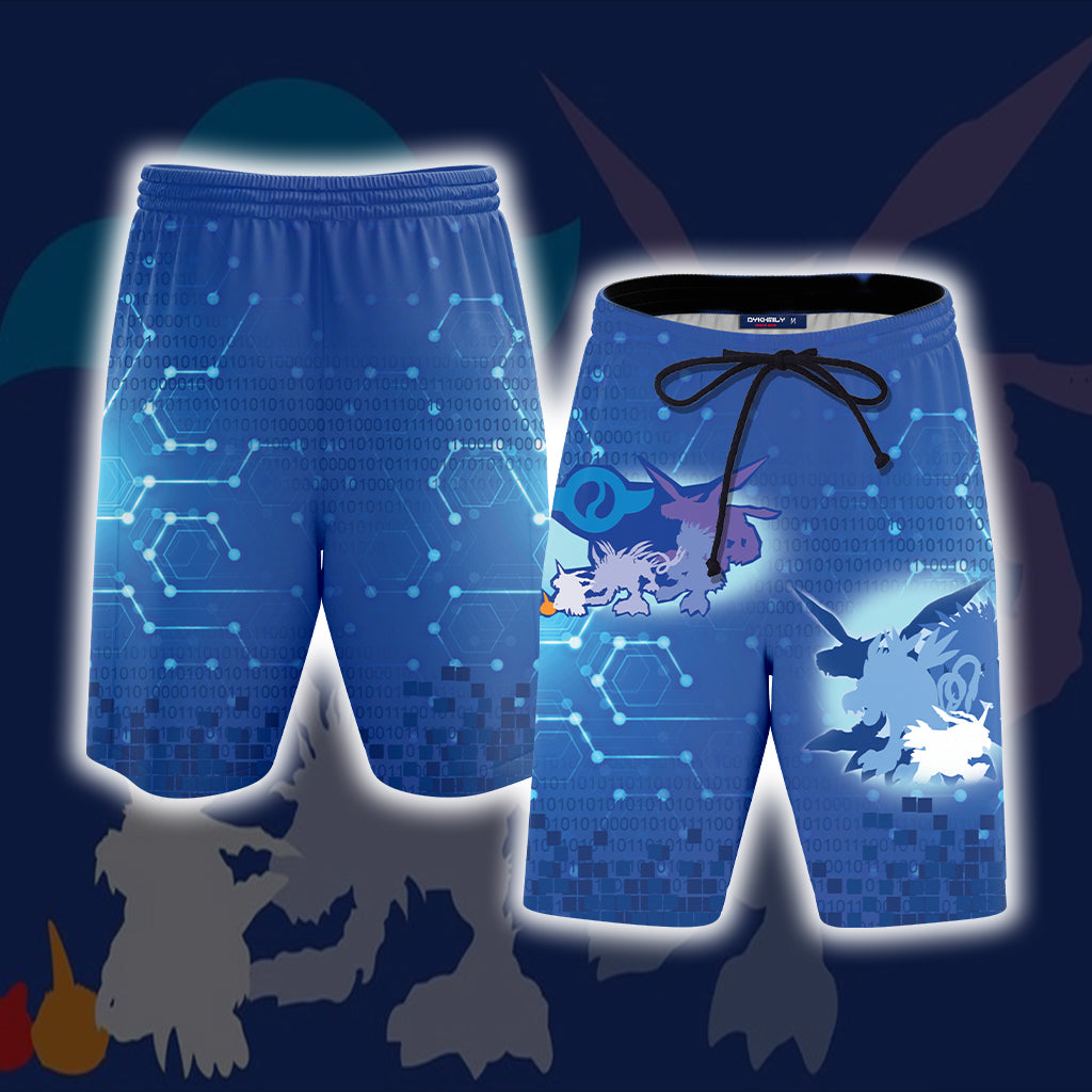 Digimon Gabumon Unisex 3D Beach Shorts S