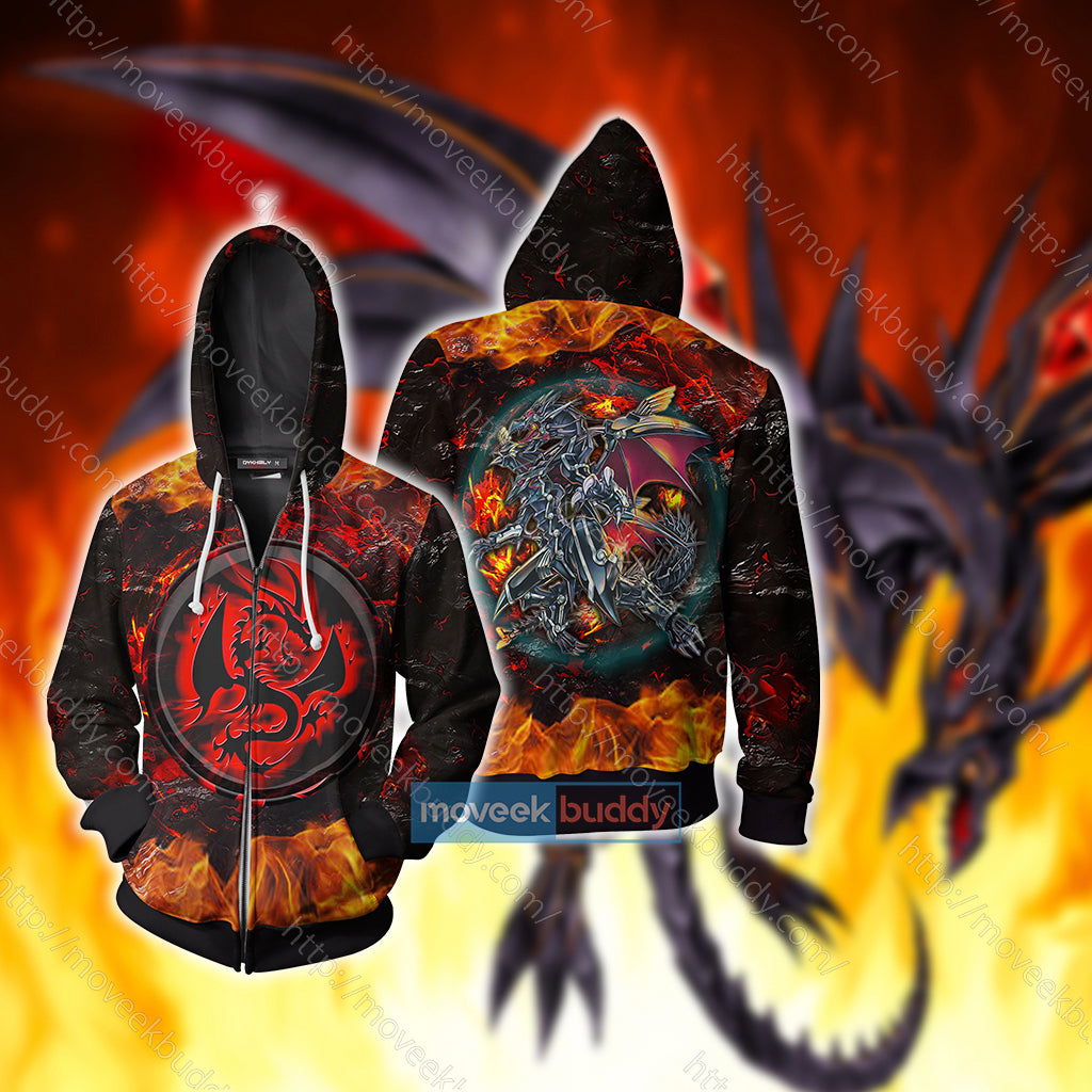 Yu-Gi-Oh! Red-Eyes Flare Metal Dragon Cosplay Zip Up Hoodie Jacket S