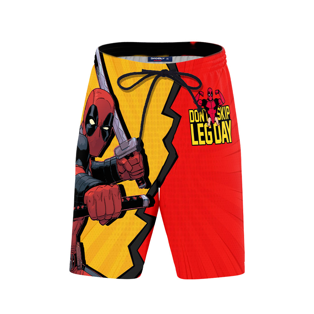 Deadpool - Gym Don't Skip Leg Day Beach Shorts