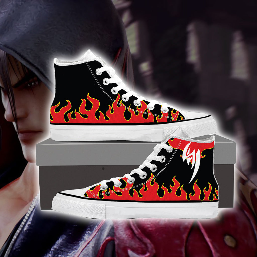 Tekken Jin Kazama Red Flame High Top Shoes SIZE 29