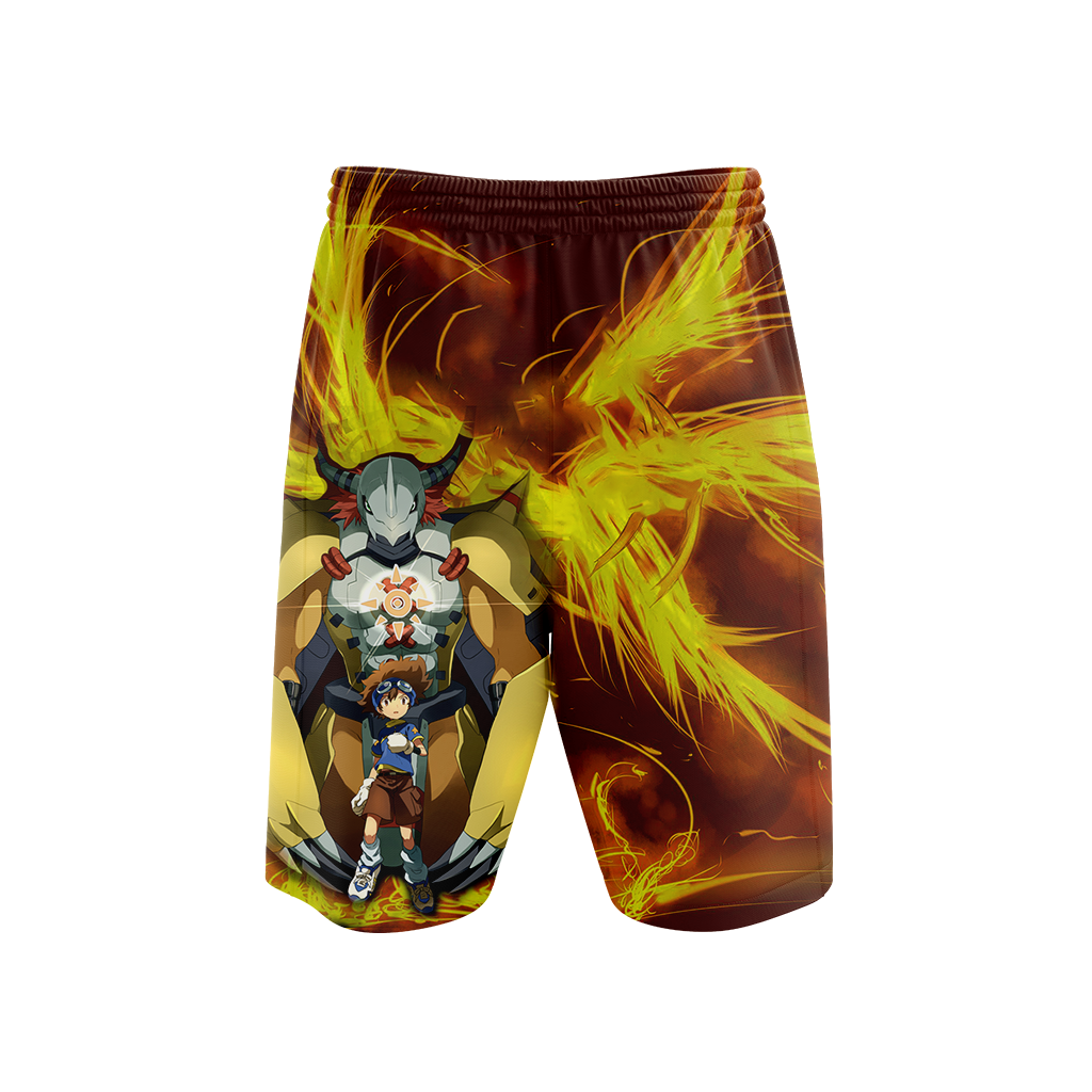 Digimon Greymon And Yagami Taichi 3D Beach Shorts