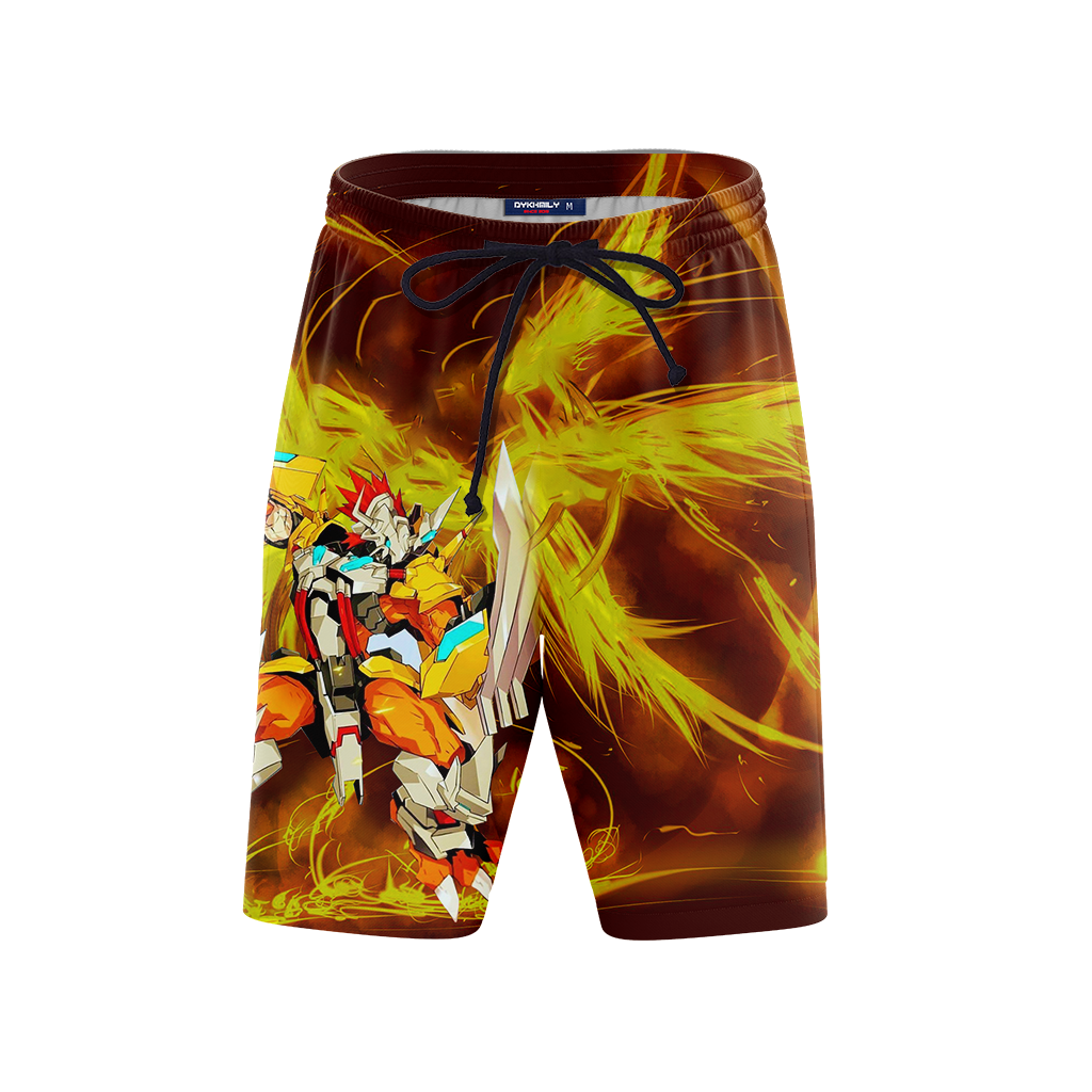 Digimon Greymon And Yagami Taichi 3D Beach Shorts