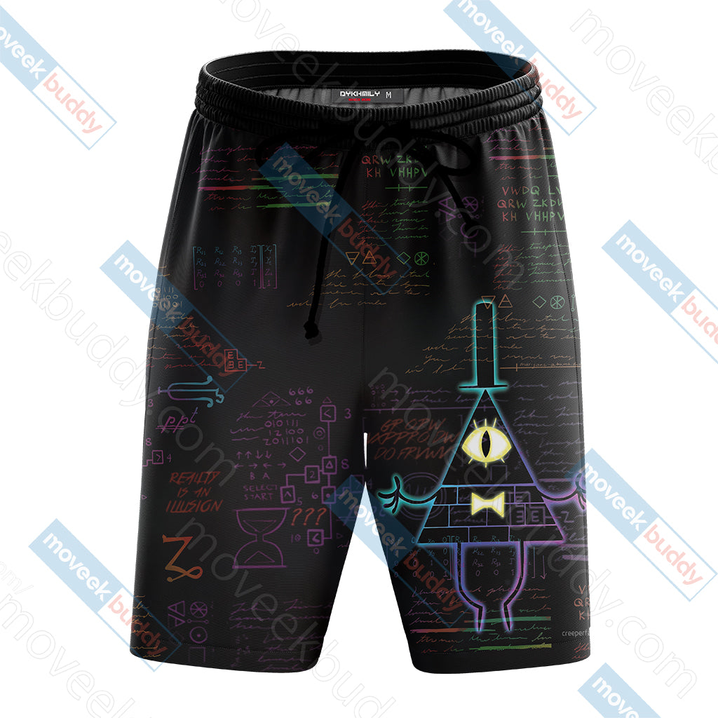 Gravity Falls Bill Cipher Wheel Unisex 3D Beach Shorts