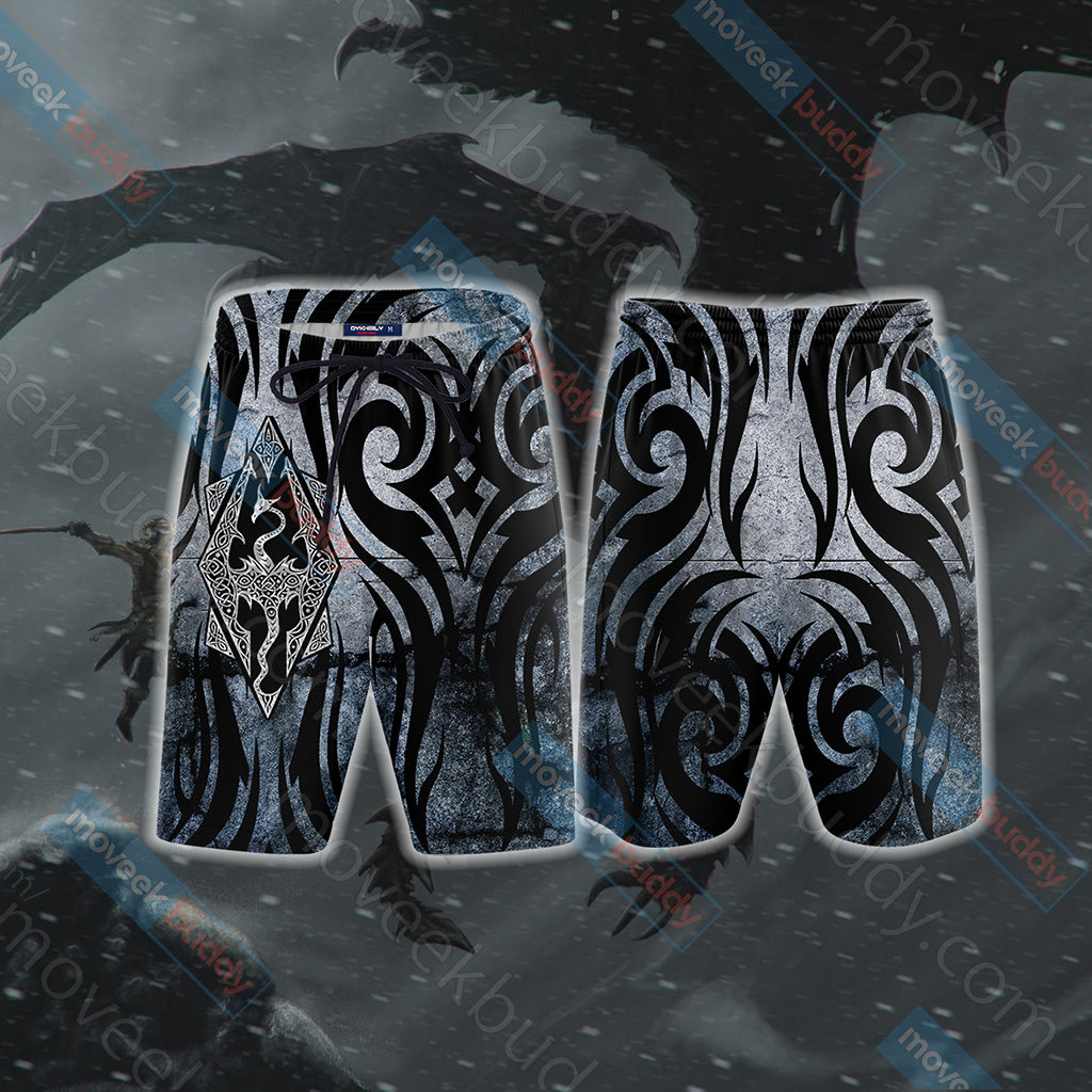 The Elder Scrolls: Skyrim Symbol Unisex 3D Beach Shorts S