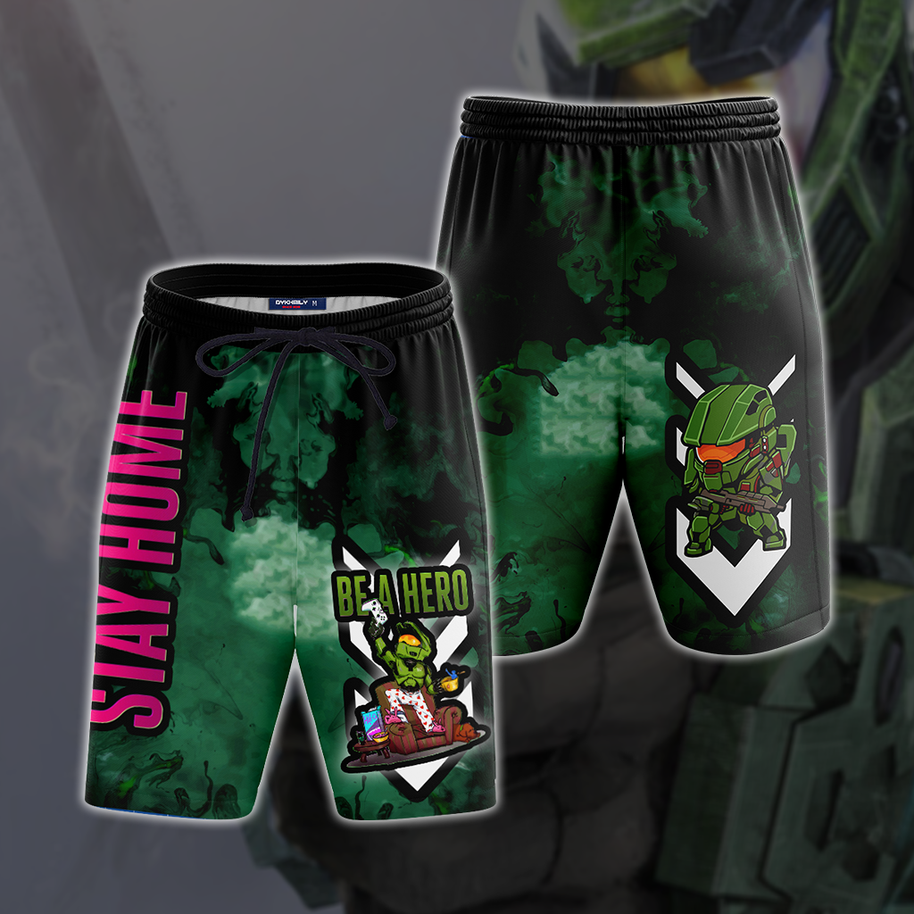Halo: Combat Evolved - Be a hero. Stay home Beach Shorts S