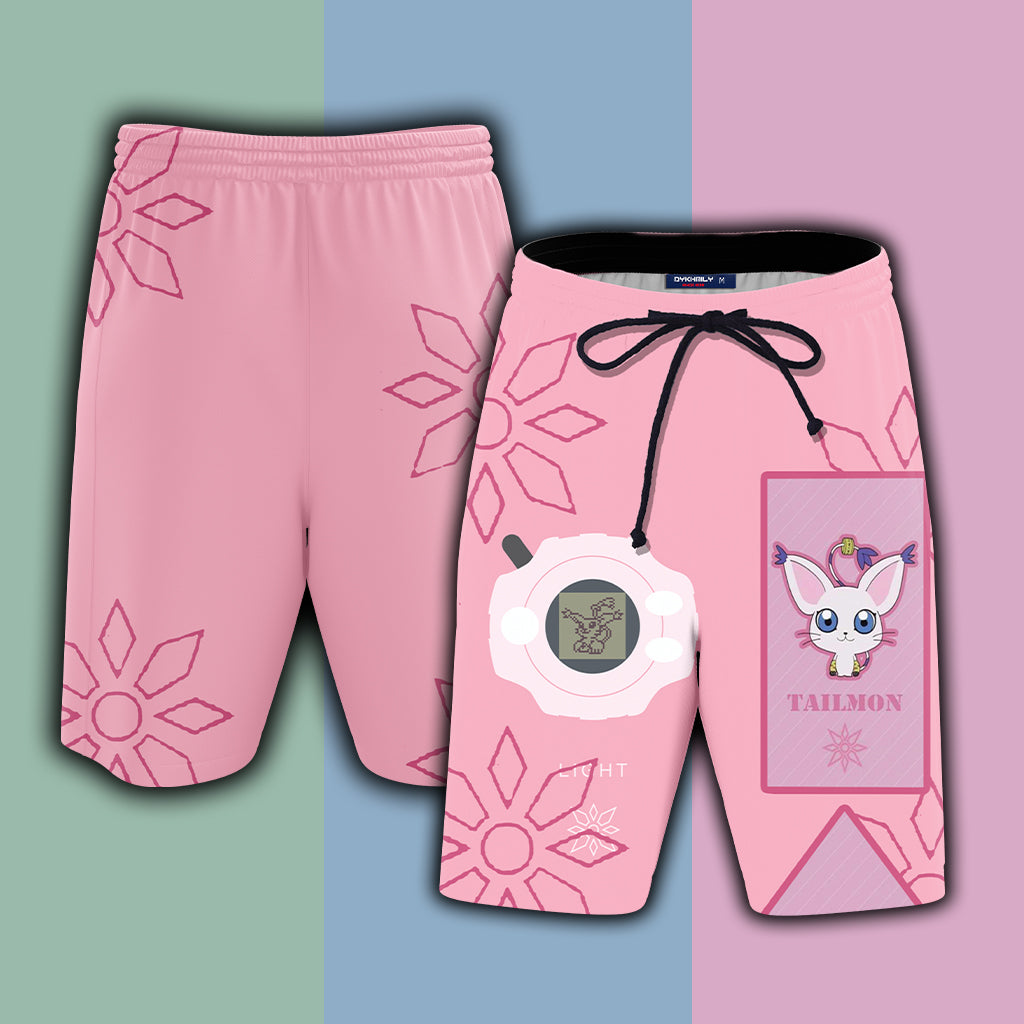 Digimon Tailmon The Crest Of Light Unisex 3D Beach Shorts S