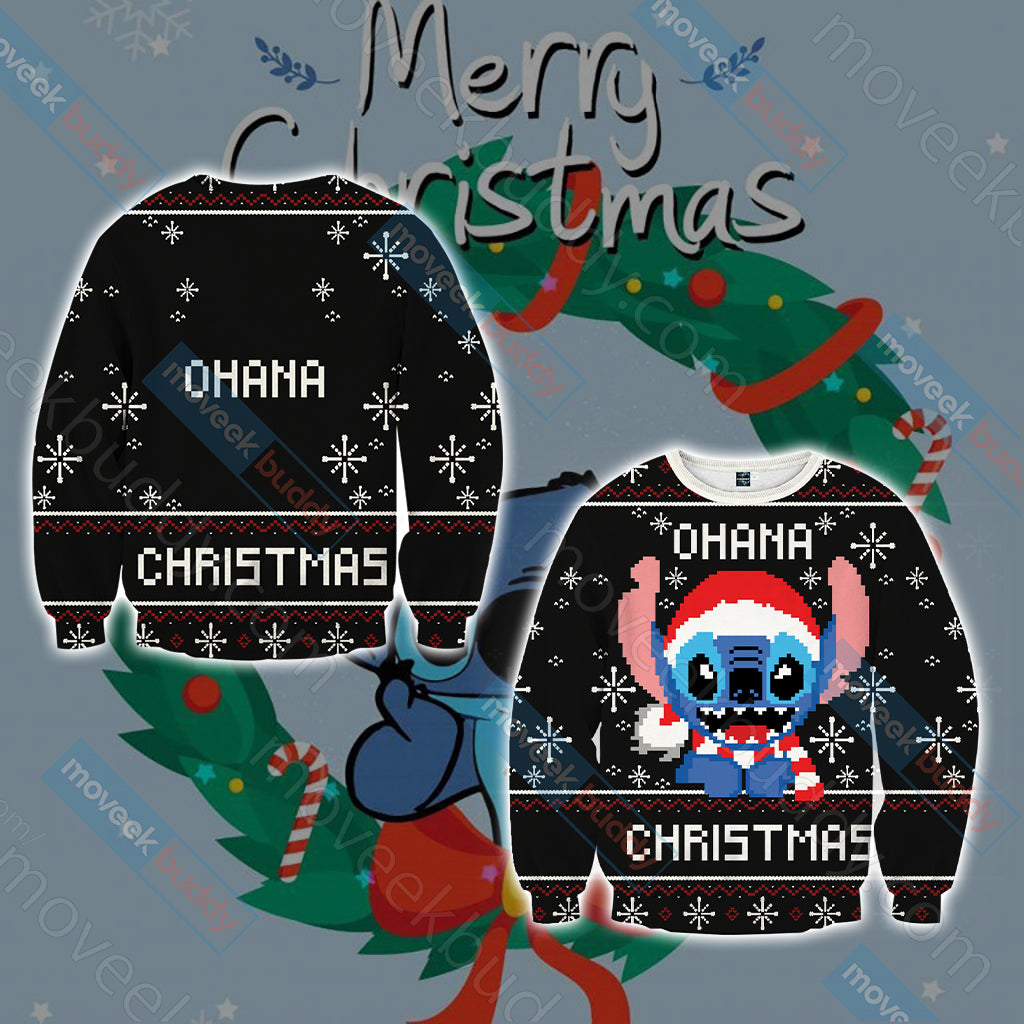 Stitch Ohana Christmas Unisex 3D Sweater S