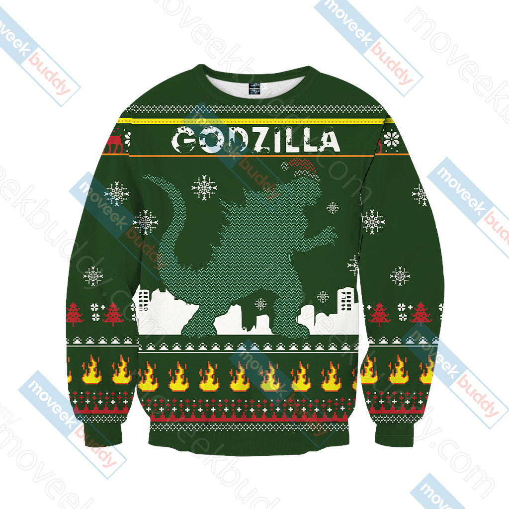 Godzilla King Of The Monsters Knitting Style Unisex 3D Sweater
