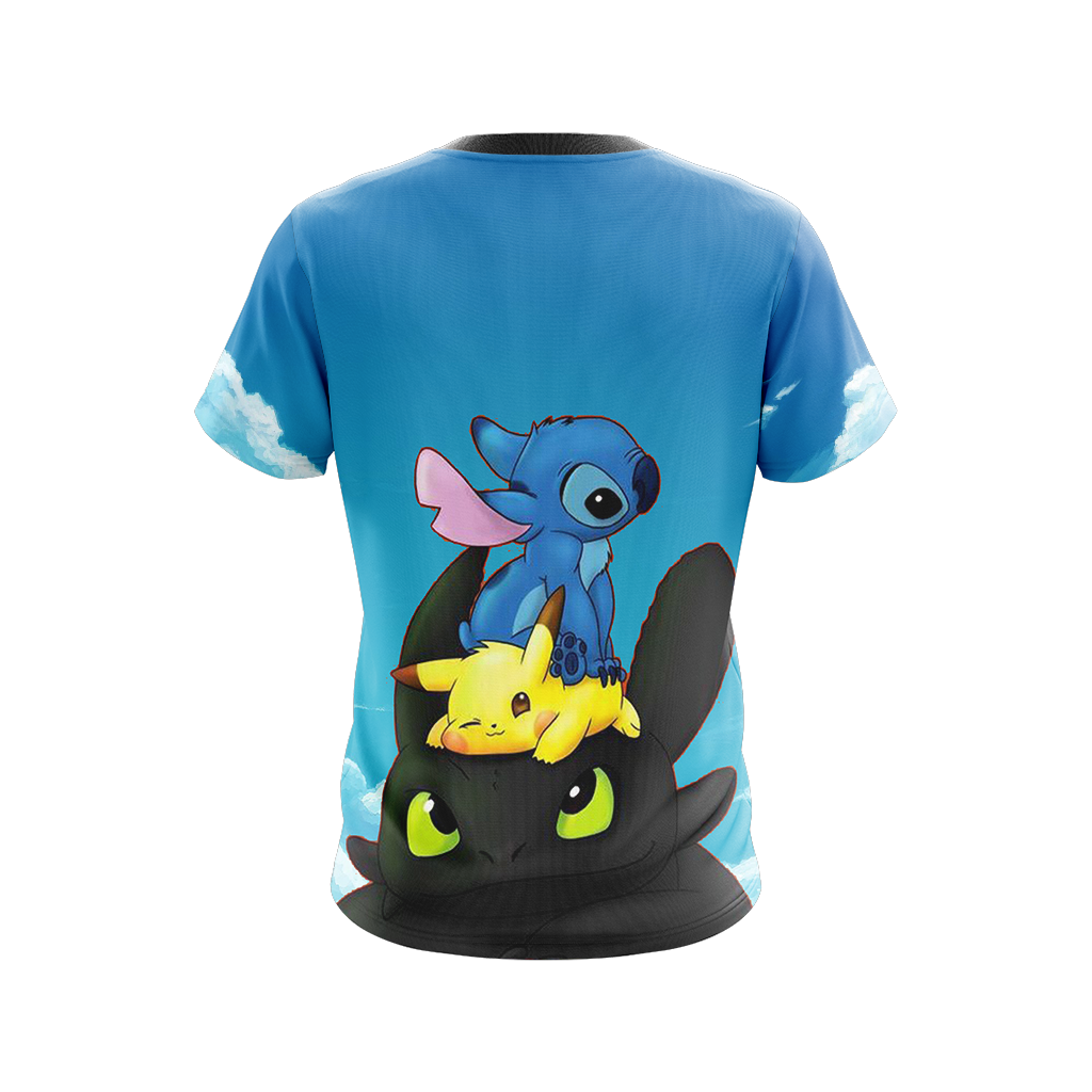 Stitch - Pokemon - How to train your dragon Unisex 3D T-shirt