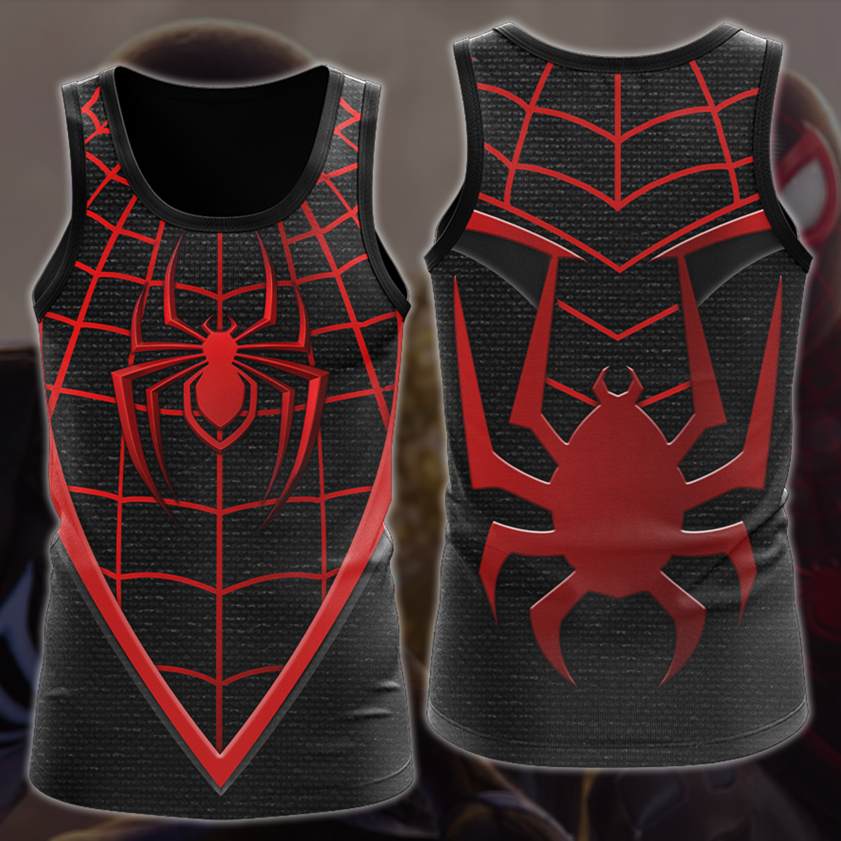 Spider-Man 2 Miles Morales Upgraded Suit Cosplay Video Game All Over Printed T-shirt Tank Top Zip Hoodie Pullover Hoodie Hawaiian Shirt Beach Shorts Joggers Tank Top S
