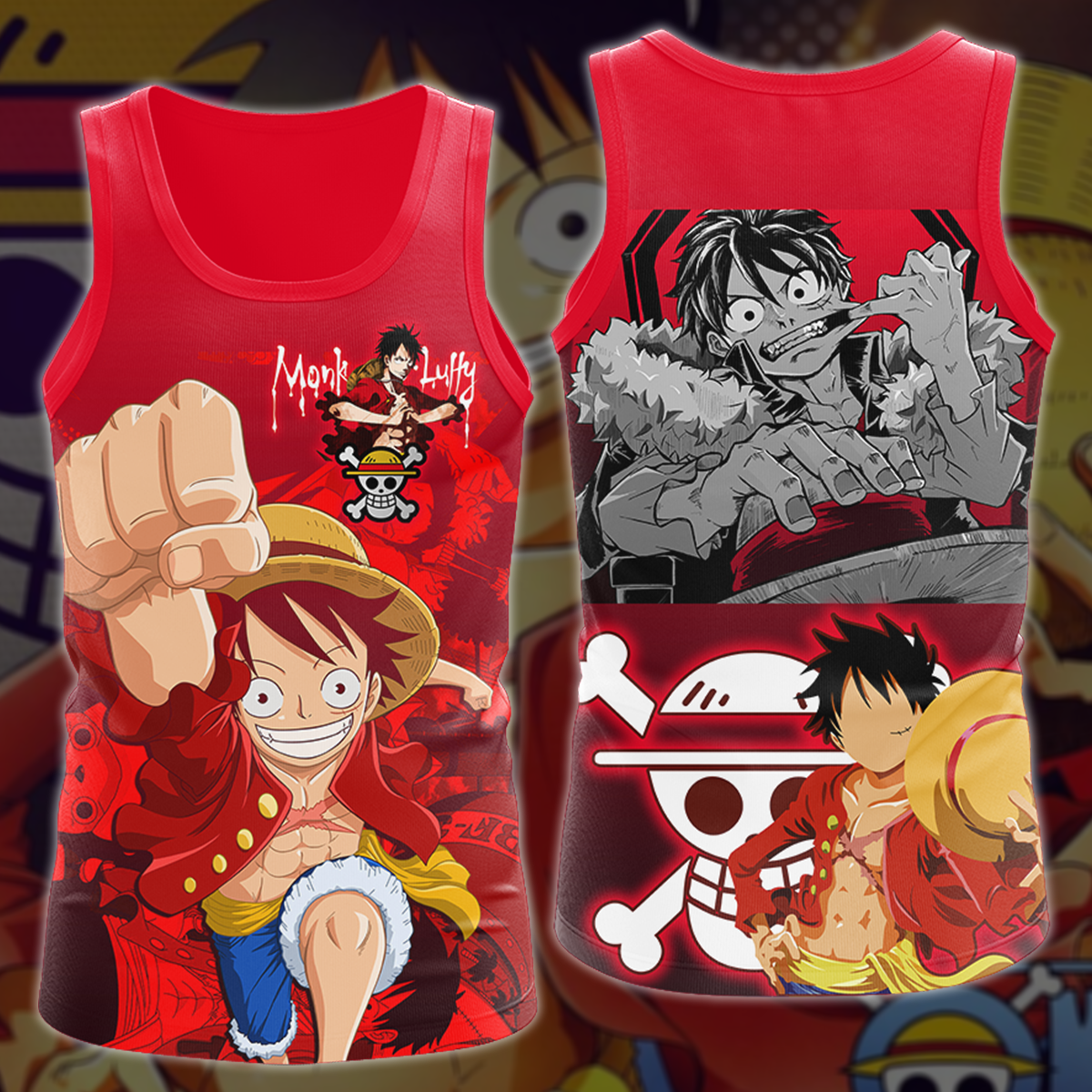 One Piece Monkey D. Luffy Anime Manga 3D All Over Print T-shirt Tank Top Zip Hoodie Pullover Hoodie Hawaiian Shirt Beach Shorts Jogger Tank Top S