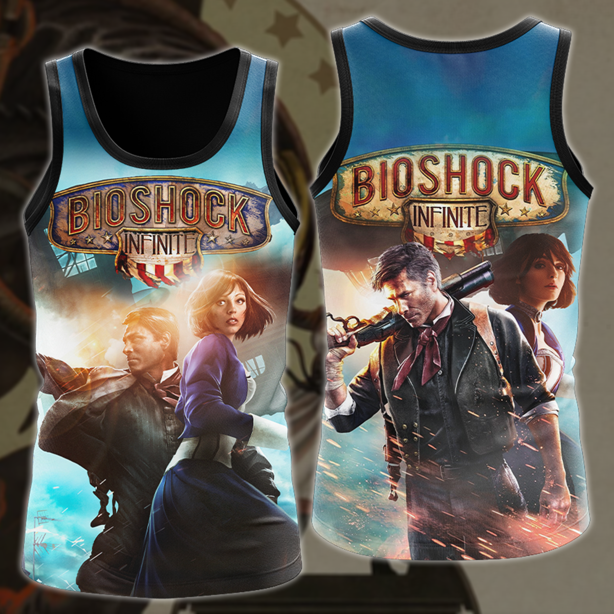 Bioshock Infinite Video Game All Over Printed T-shirt Tank Top Zip Hoodie Pullover Hoodie Hawaiian Shirt Beach Shorts Joggers Tank Top S
