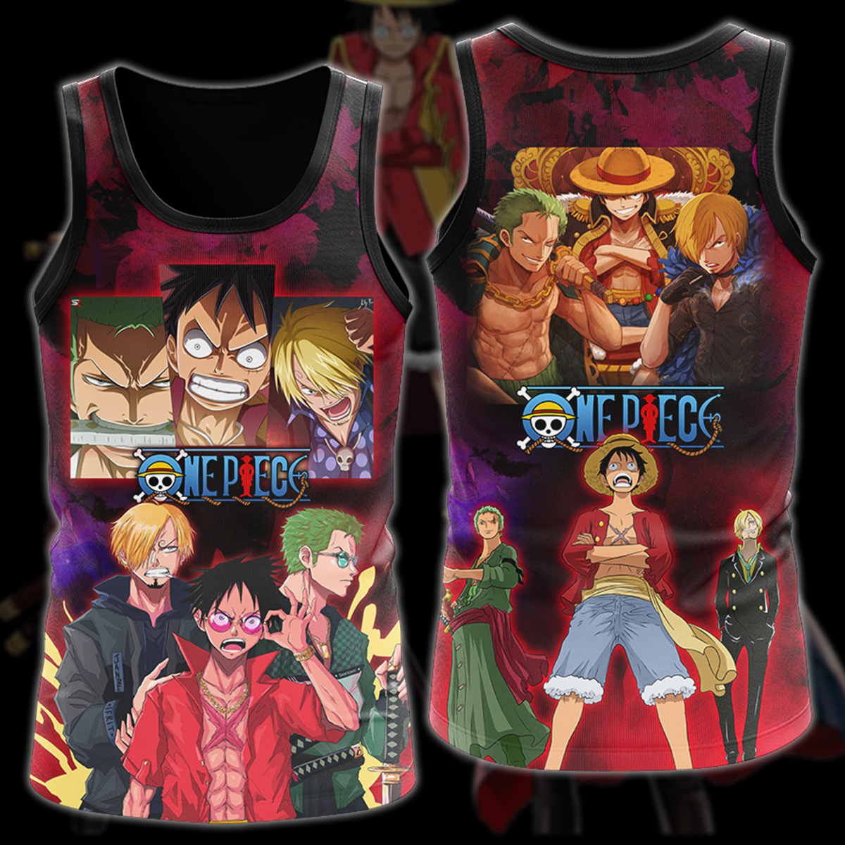 One Piece Luffy Sanji Zoro Anime Manga 3D All Over Print T-shirt Tank Top Zip Hoodie Pullover Hoodie Hawaiian Shirt Beach Shorts Jogger Tank Top S
