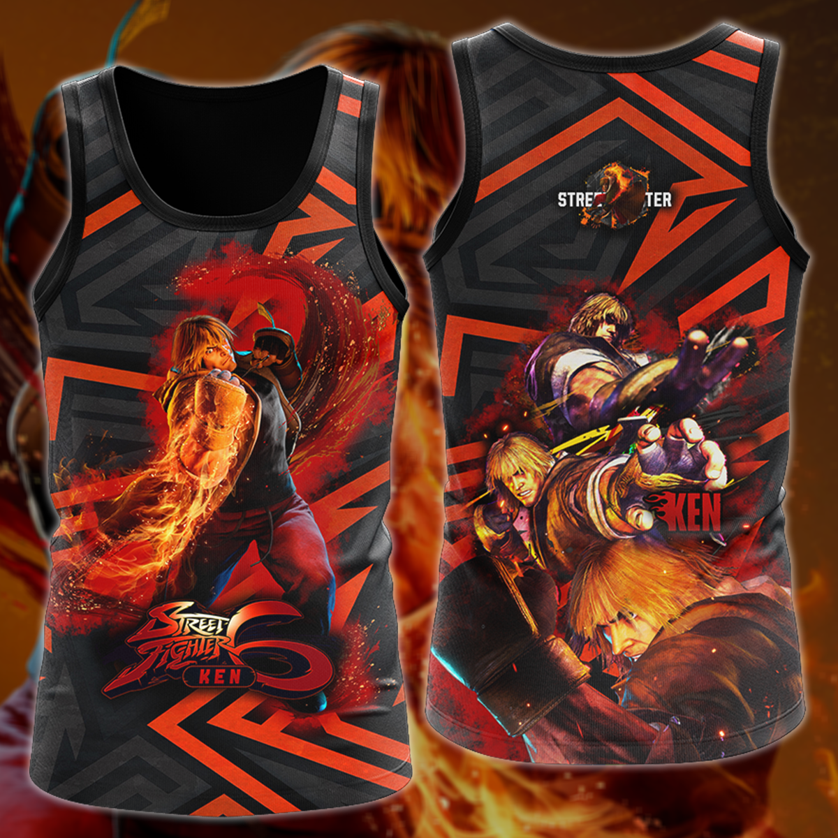 Street Fighter 6 Ken Video Game 3D All Over Printed T-shirt Tank Top Zip Hoodie Pullover Hoodie Hawaiian Shirt Beach Shorts Jogger Tank Top S