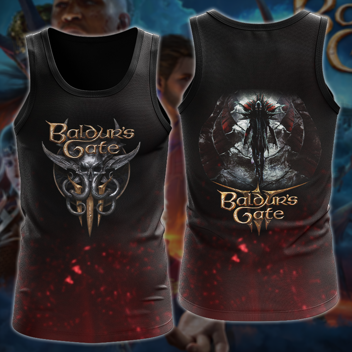 Baldur's Gate 3 Video Game All-Over T-shirt Hoodie Tank Top Hawaiian Shirt Beach Shorts Joggers Tank Top S