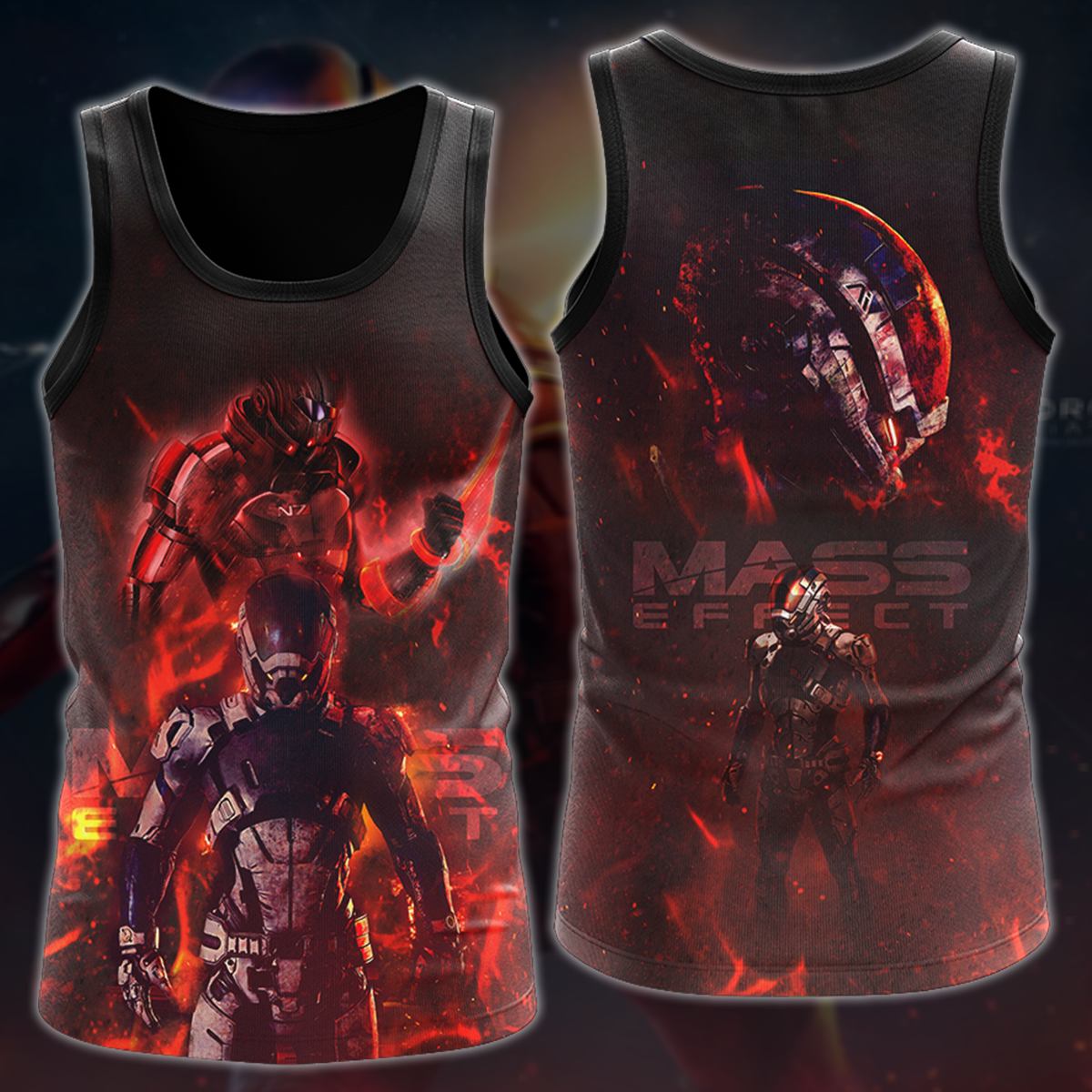 Mass Effect Video Game 3D All Over Print T-shirt Tank Top Zip Hoodie Pullover Hoodie Hawaiian Shirt Beach Shorts Jogger Tank Top S