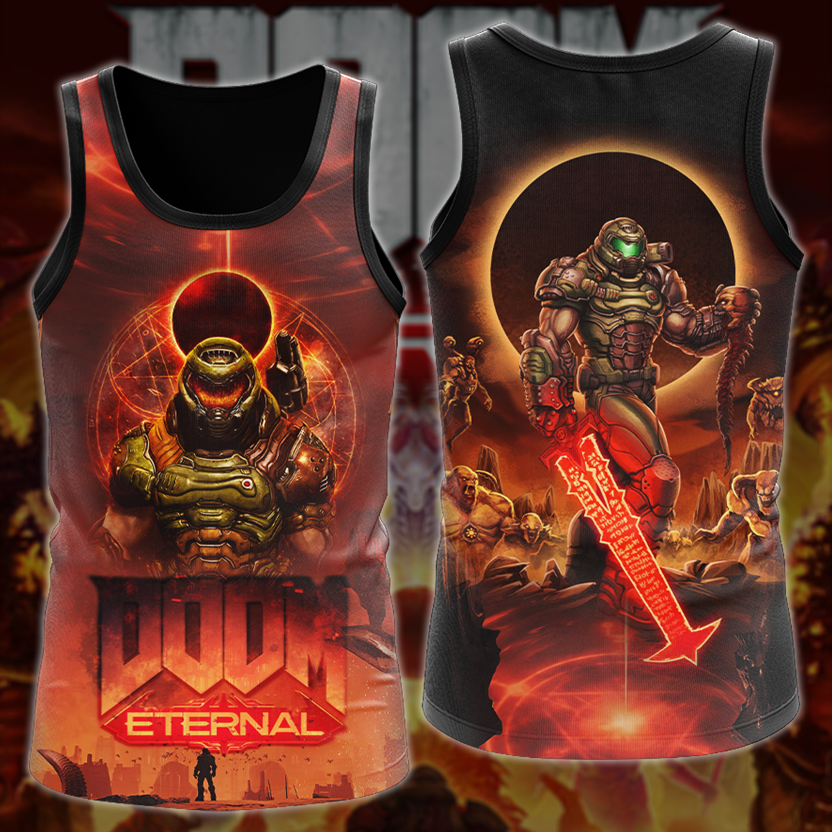 Doom Eternal Video Game All-Over T-shirt Hoodie Tank Top Hawaiian Shirt Beach Shorts Joggers Tank Top S
