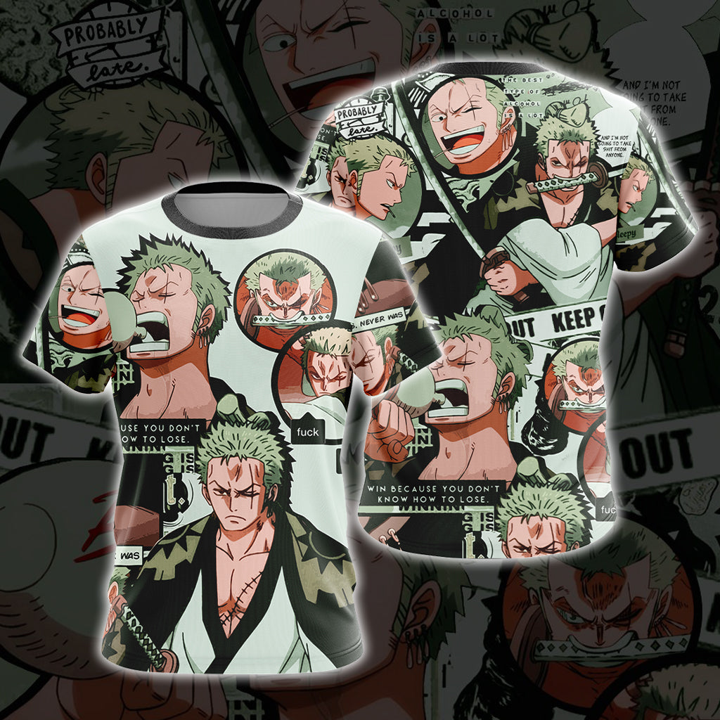 One Piece Roronoa Zoro Unisex 3D T-shirt Zip Hoodie Pullover Hoodie T-shirt S
