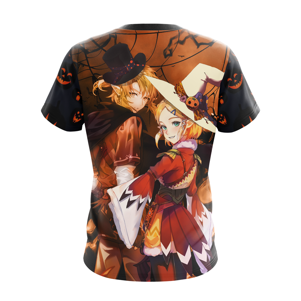 The Legend of Zelda Link & Zelda Halloween All Over Print T-shirt Zip Hoodie Pullover Hoodie