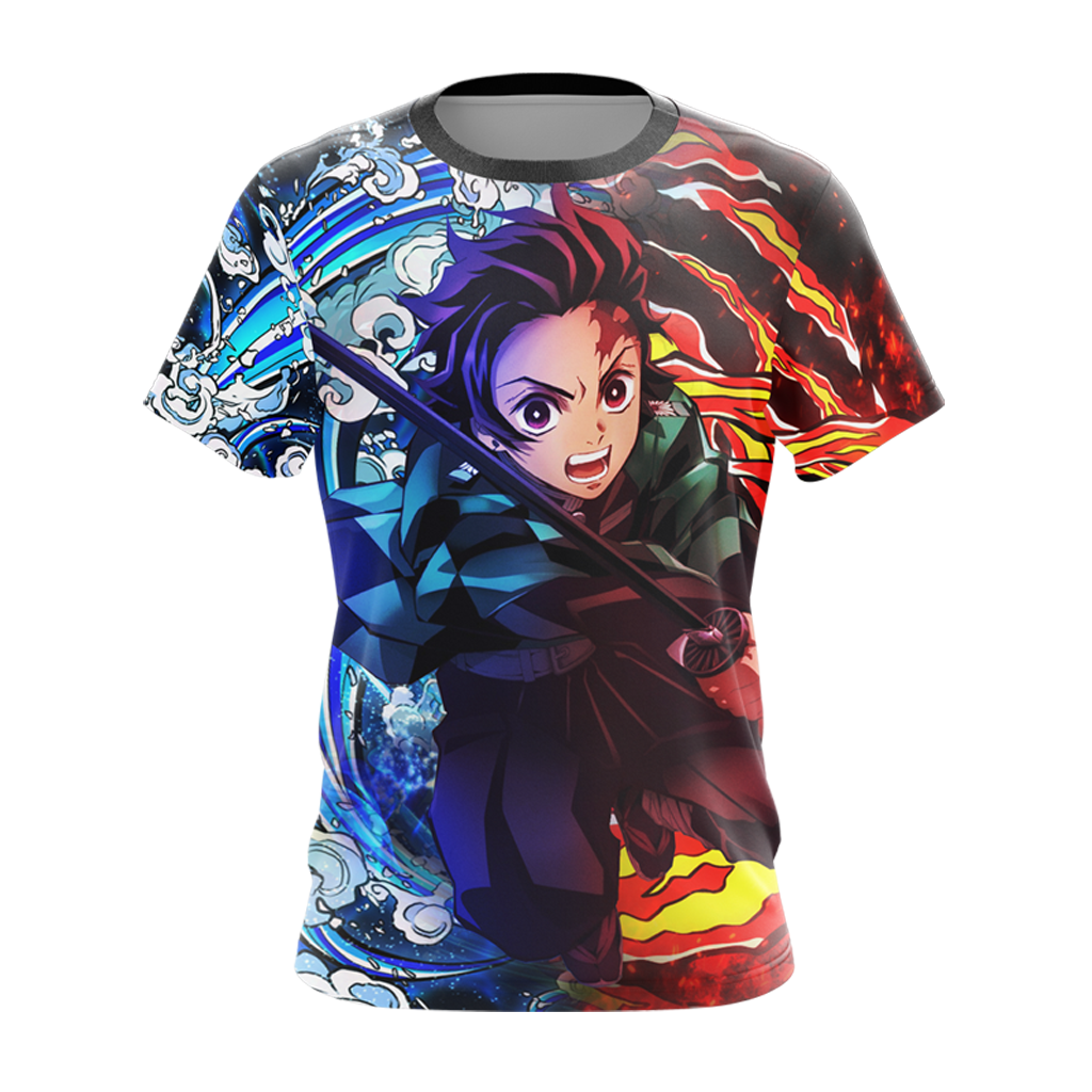 Tanjiro Sun and Water Breathing Techniques Demon Slayer All Over Print T-shirt Zip Hoodie Pullover Hoodie