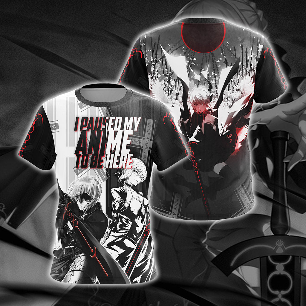 I paused my anime to be here T-shirt Zip Hoodie Pullover Hoodie T-shirt S