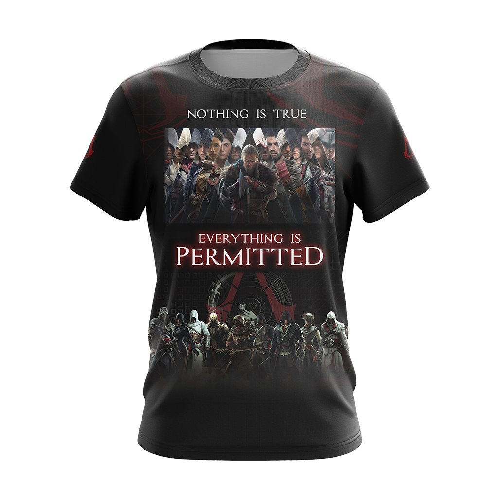 Nothing is True - Everything is Permitted Assassin's Creed All Over Print T-shirt Zip Hoodie Pullover Hoodie