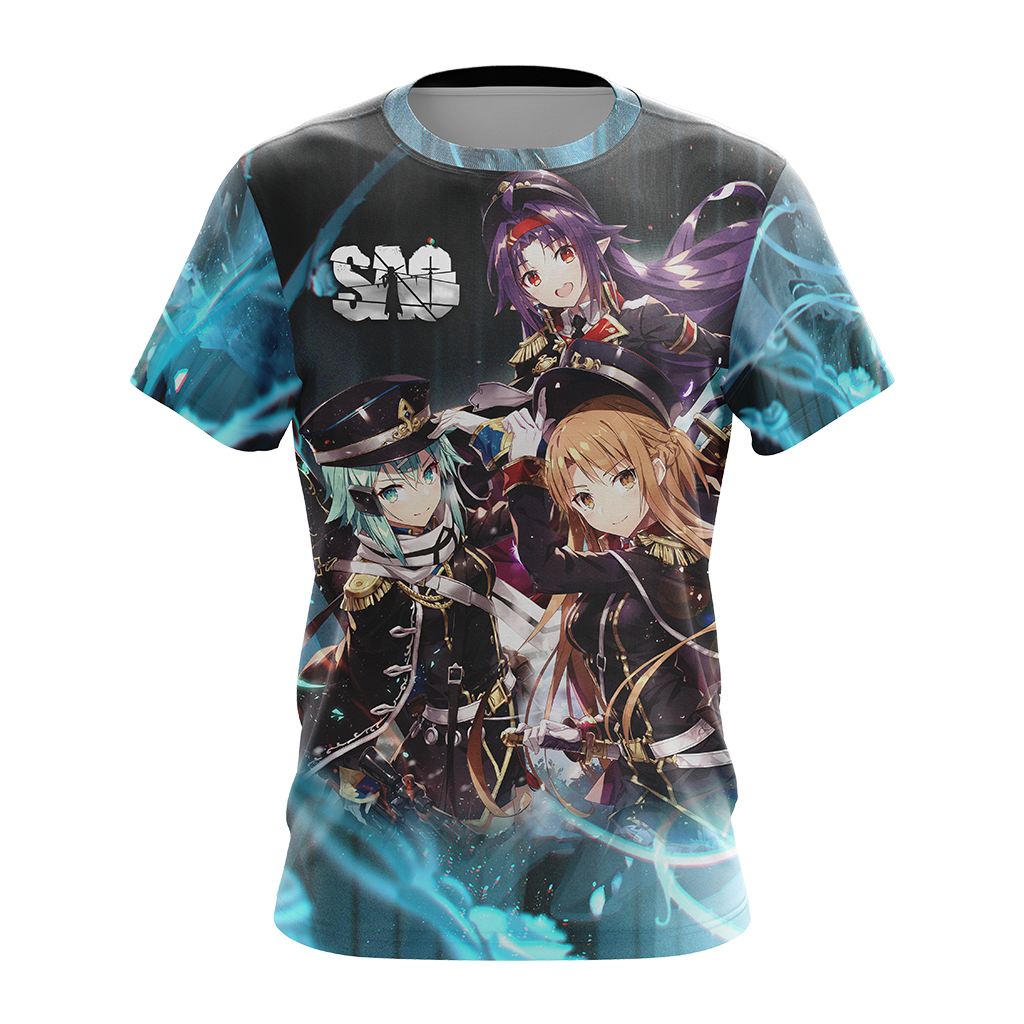 Asuna Sinon Yuuki Military Sword Art Online All Over Print T-shirt Zip Hoodie Pullover Hoodie