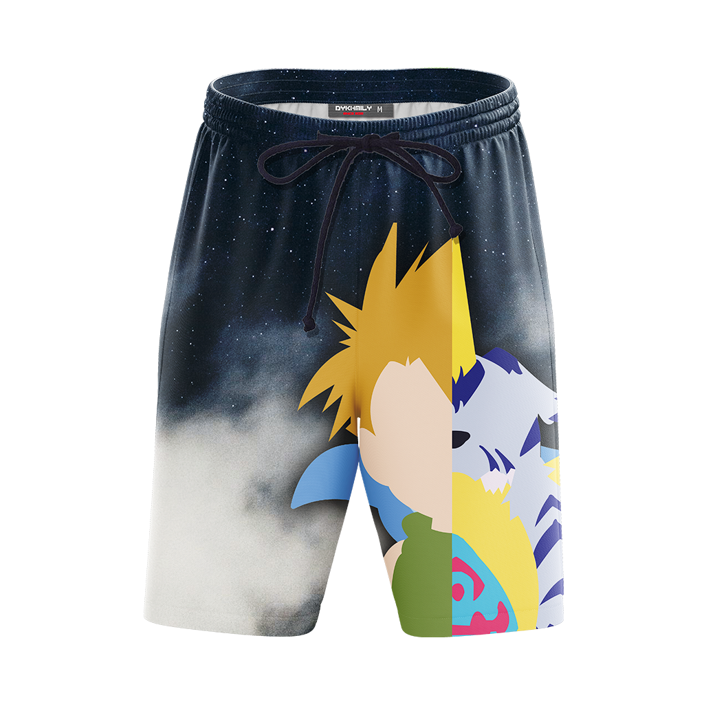 Digimon Yamato Ishida And Gabumon Minimalist Beach Shorts