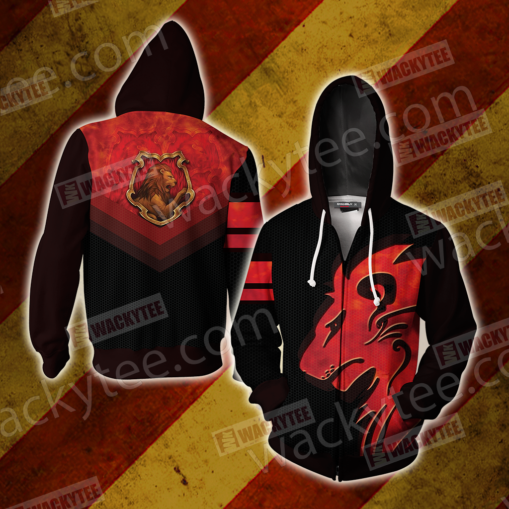 Hogwarts Castle Harry Potter - Brave Like A Gryffindor Wacky Style Unisex 3D T-shirt Zip Hoodie S