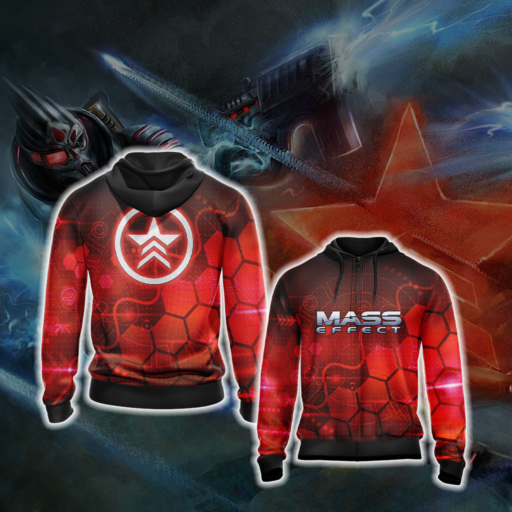 Mass Effect - Renegade Unisex 3D T-shirt Zip Hoodie XS