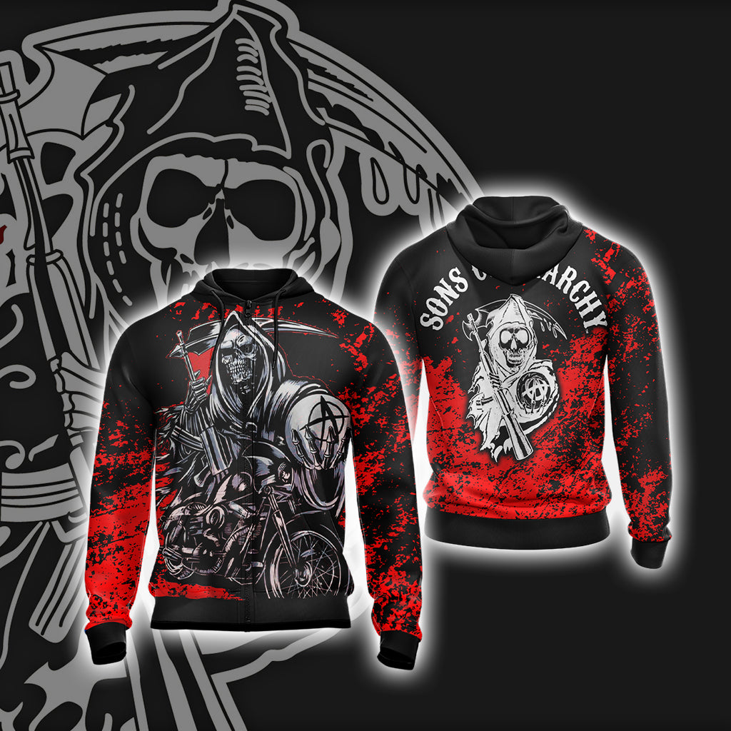 Sons of Anarchy Unisex 3D T-shirt Zip Hoodie XS