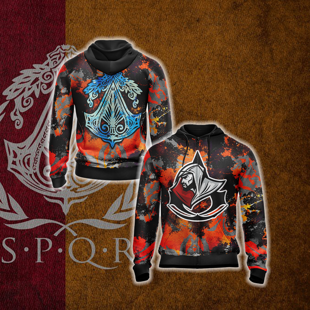 Assassin's Creed: Brotherhood of Rome Flag Unisex 3D T-shirt Zip Hoodie XS