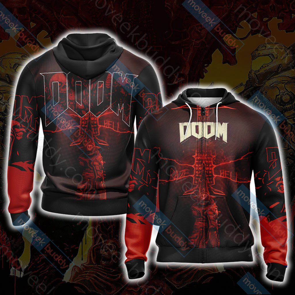 Doom New Look Unisex 3D T-shirt Zip Hoodie XS